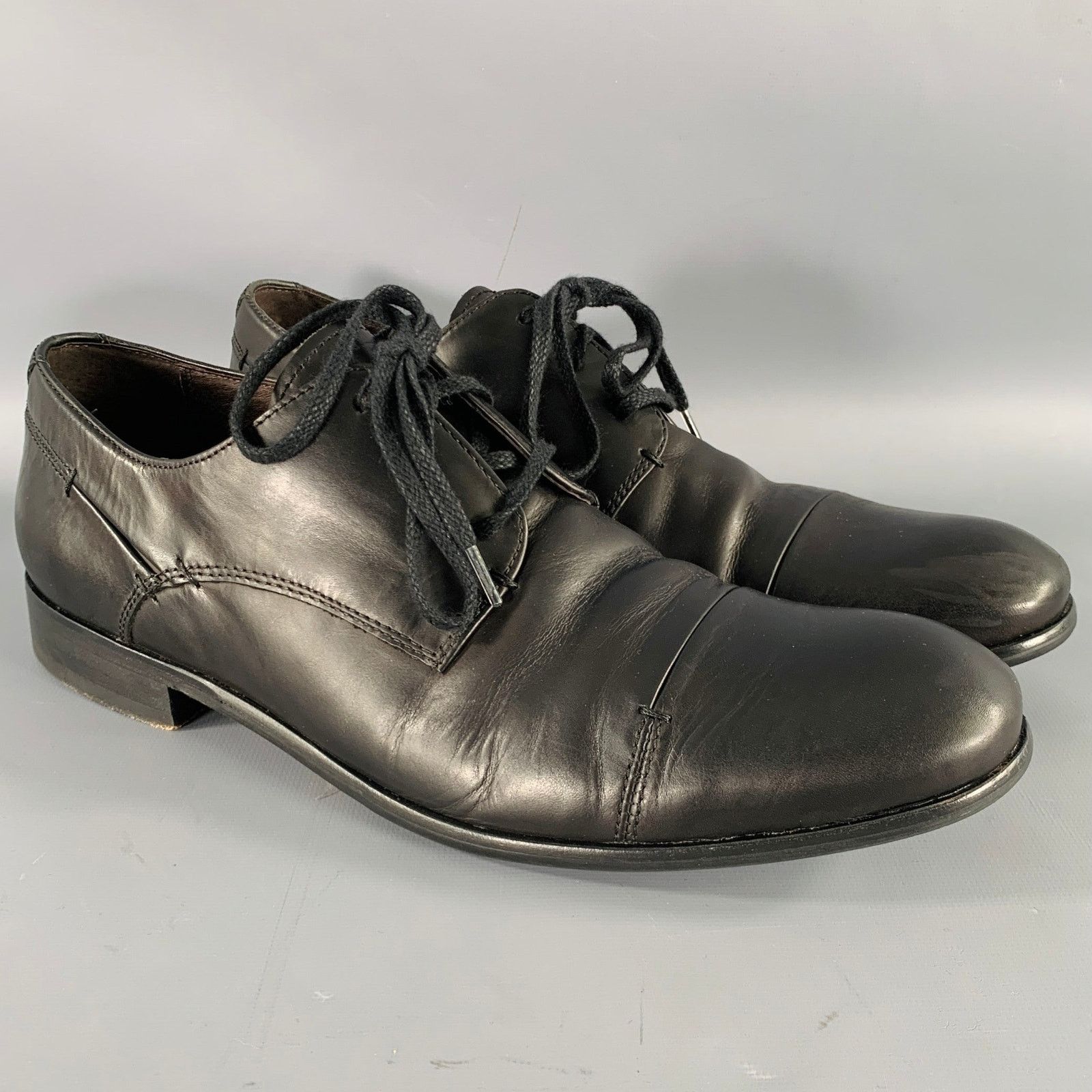 John Varvatos JOHN VARVATOS Size 9.5 Black Leather Derby Lace-Up Shoes Size US 9.5 / EU 42-43 - 1 Thumbnail