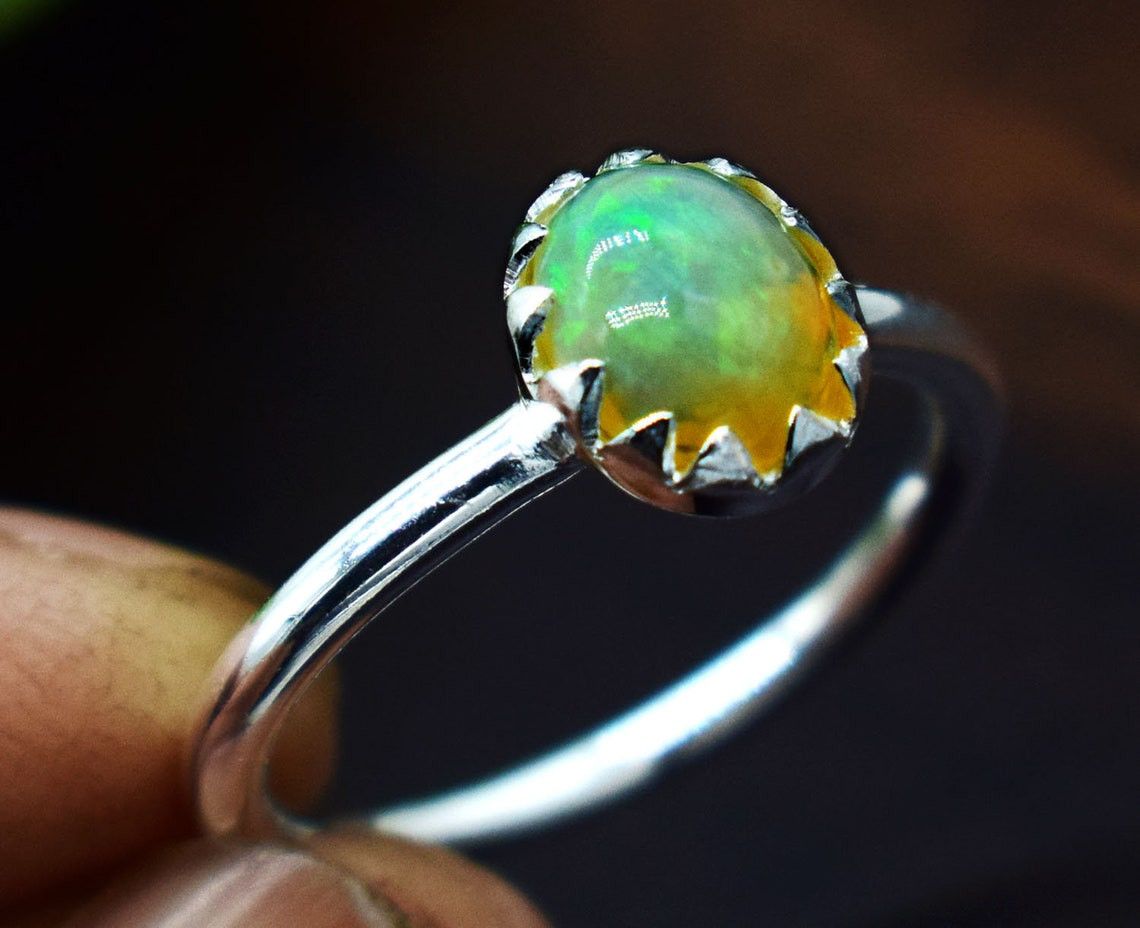 Handmade Natural Ethiopian Opal Ring: Handmade 925 Sterling Silver Size ONE SIZE - 1 Thumbnail
