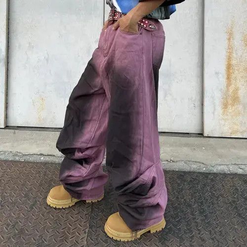 Jean Deep Dye Purple Straight Denim Jeans Size US 30 / EU 46 - 5 Thumbnail