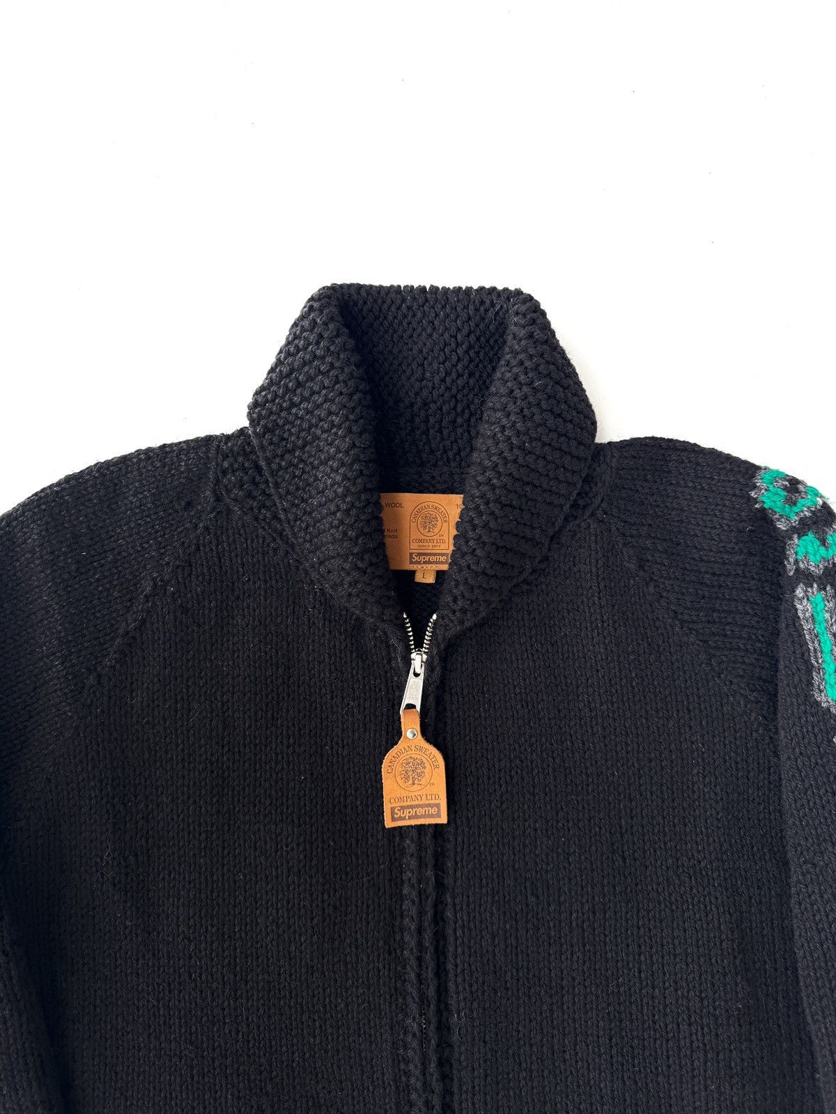 Supreme Supreme Camacho Cowichan Knit Sweater FW23 Black / Green Size US L / EU 52-54 / 3 - 6 Thumbnail