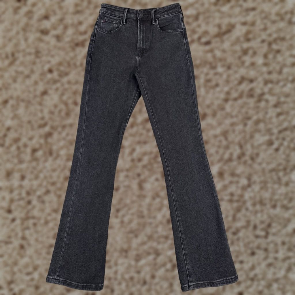 Dear John Jeans Women Bootcut 25 Black Denim Cotton 5-Pocket High Rise 25x33 Regular Classic Knit?