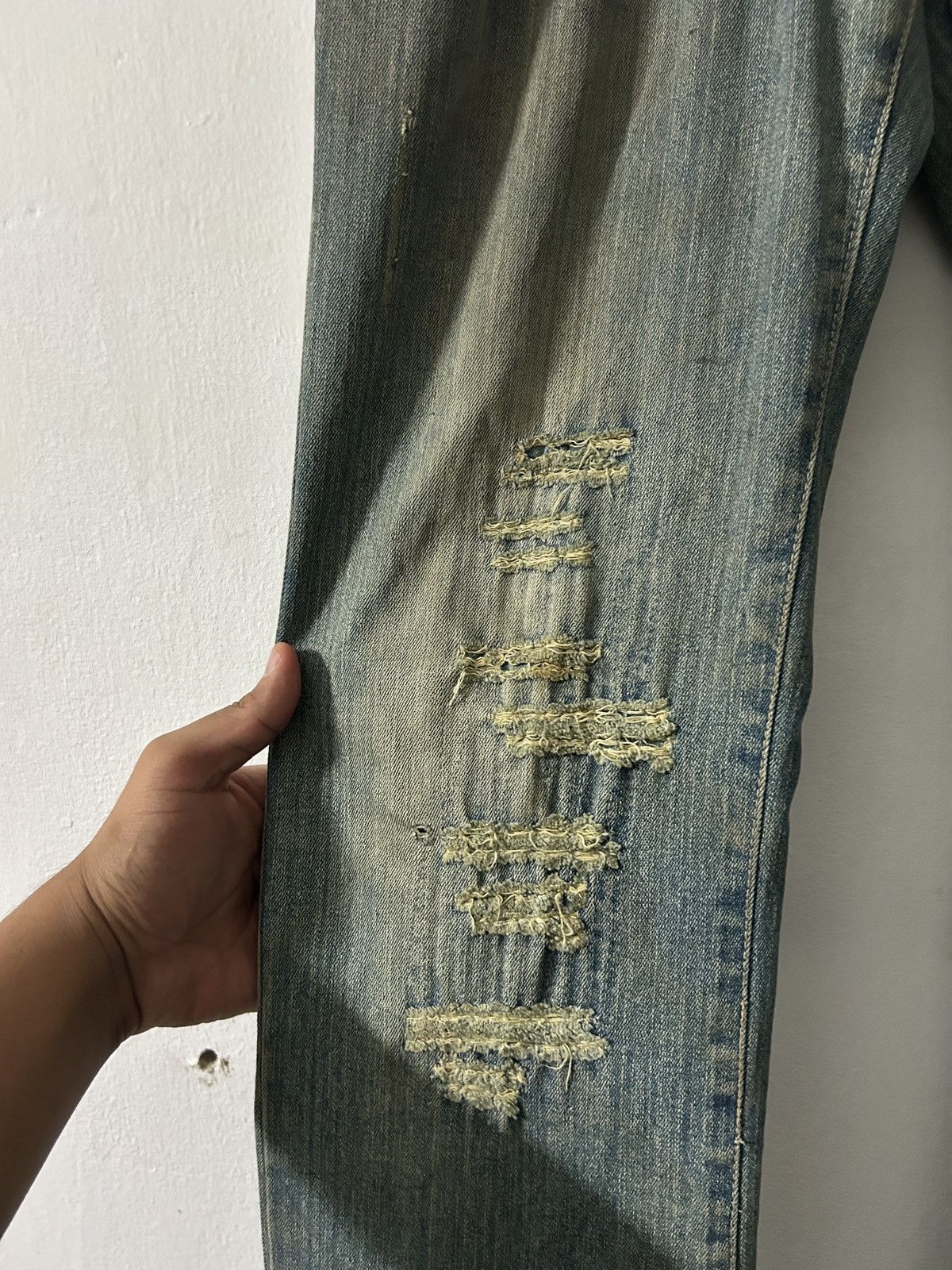 Japanese Brand Gumu international washed double waist jeans Size US 33 - 5 Thumbnail