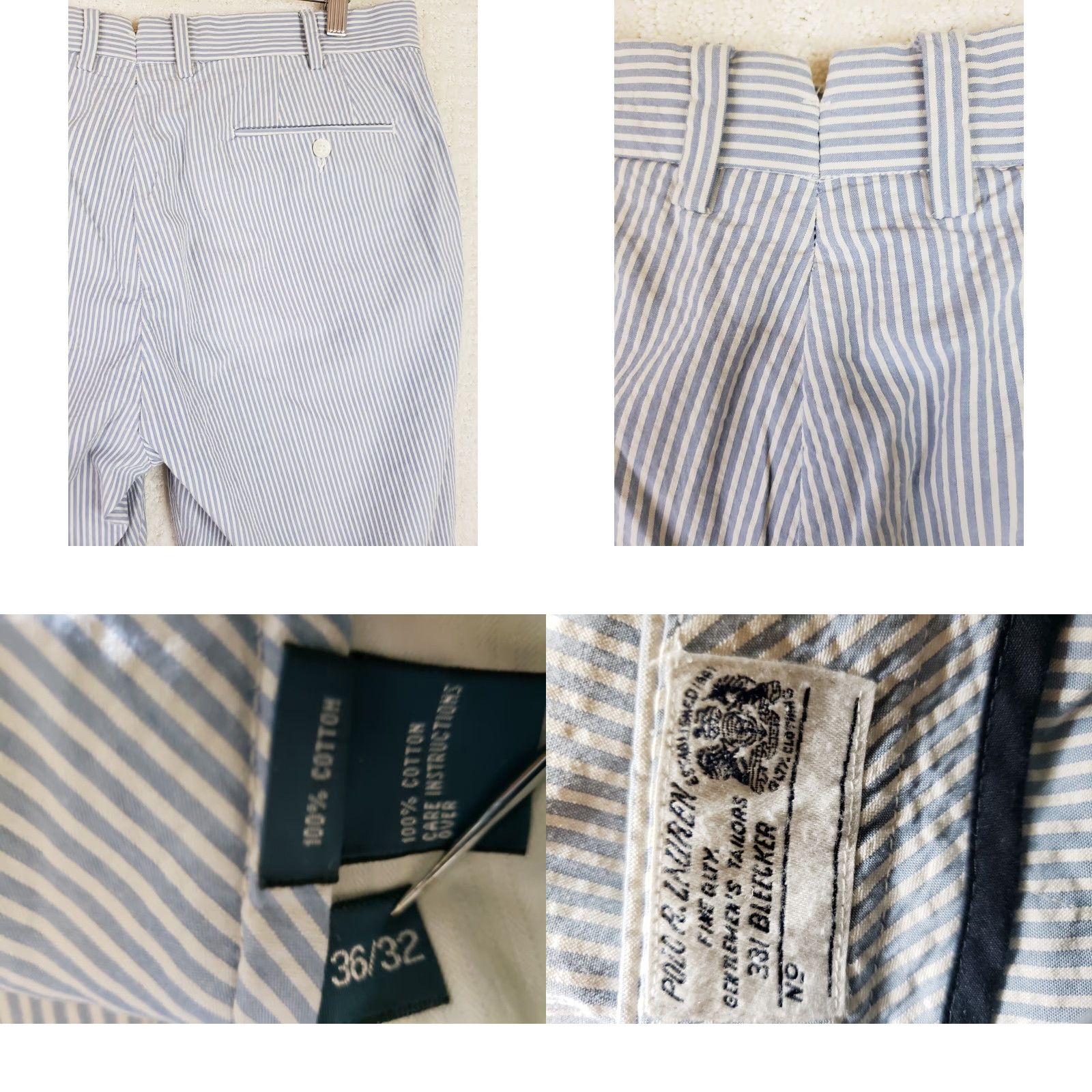 Polo Ralph Lauren Polo Ralph Lauren Seersucker Pants Blue & White Stretch Classoc Fit 36 Regular Men’s Chino 32 Inseam Flat Front Pockets Machine Washable Size US M / EU 48-50 / 2 - 9 Thumbnail