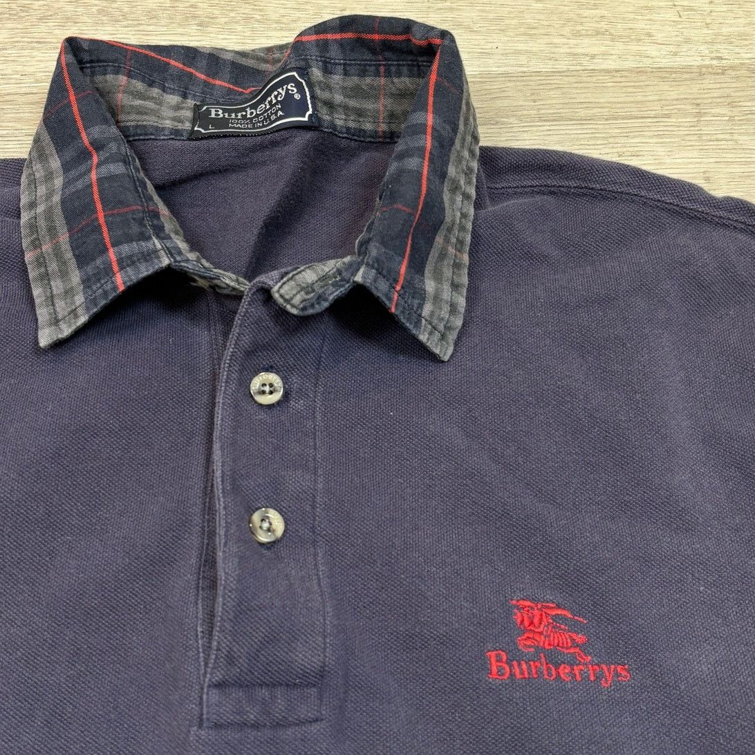 Burberry × Vintage VTG Burberrys Nova Check Rugby LS Polo Shirt Men's Large Size US L / EU 52-54 / 3 - 3 Thumbnail