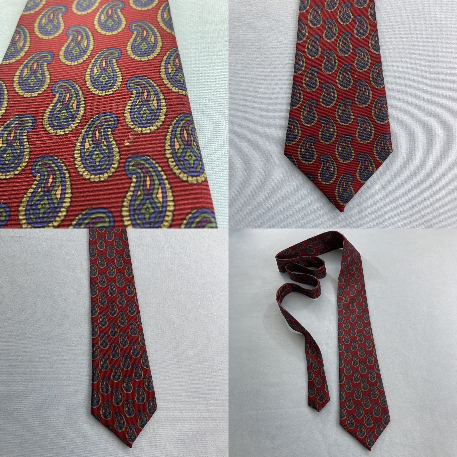 Nordstrom VINTAGE Gitman Bros Tie Silk Paisley Teardrop Red 3.5x56 Men Wide USA N/A Size ONE SIZE - 10 Thumbnail