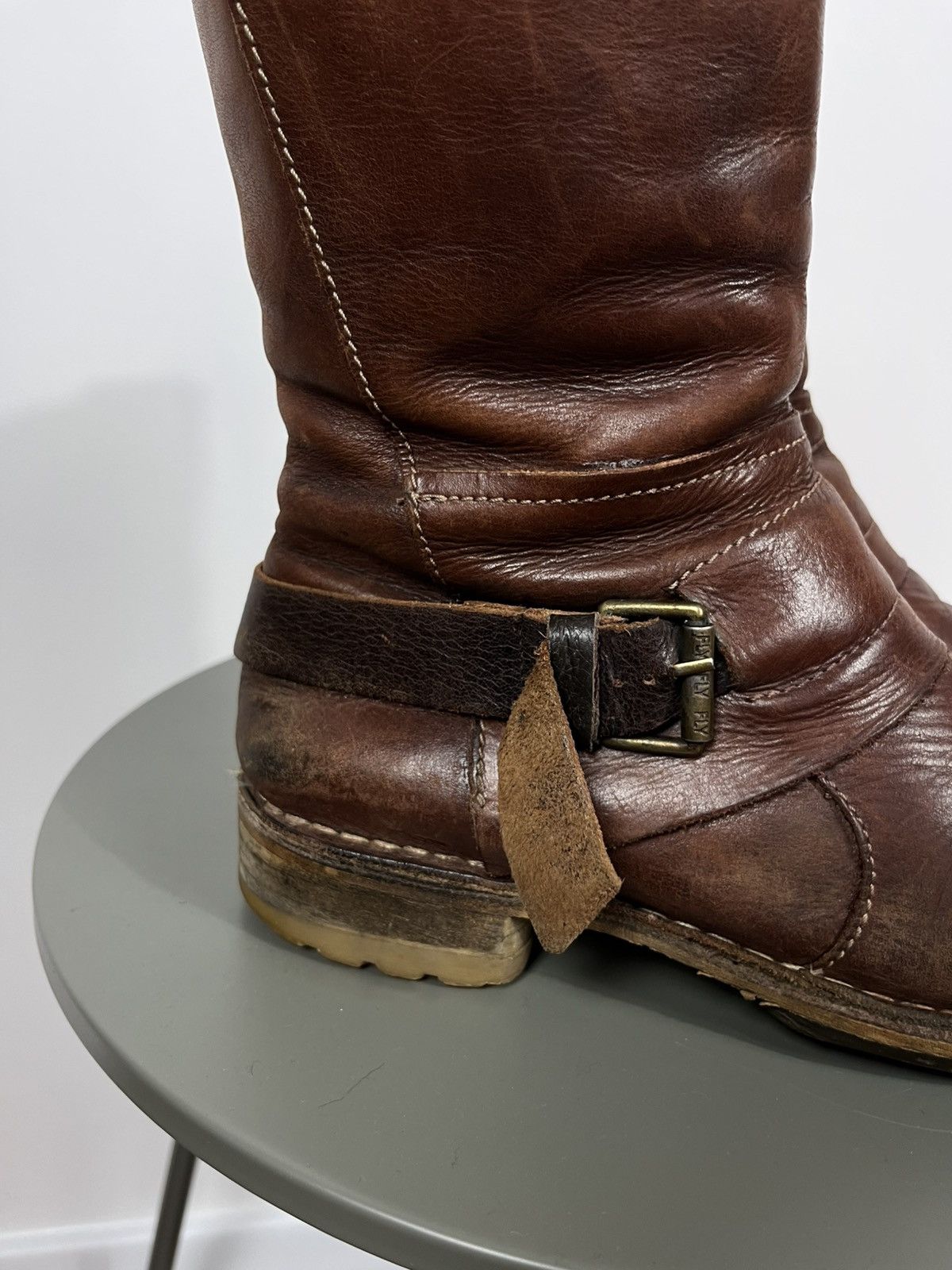 Other Fly London Brown Leather Mid Calf Boots With Side Buckle 39 Size US 9 / IT 39 - 4 Thumbnail