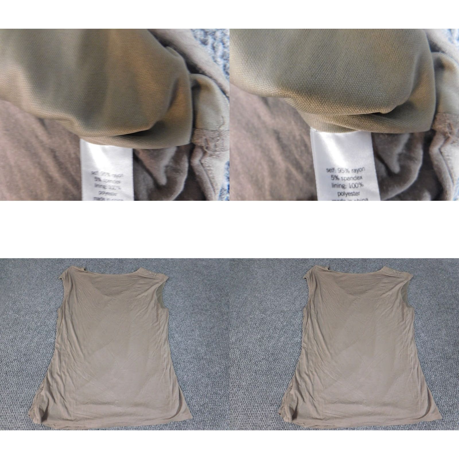 Apt. 9 Apt 9 Blouse Womens XL Beige Cap Sleeve Crew Neck Pullover Cotton Modal Rayon Stretch Regular Button Casual Size XL / US 12-14 / IT 48-50 - 8 Thumbnail