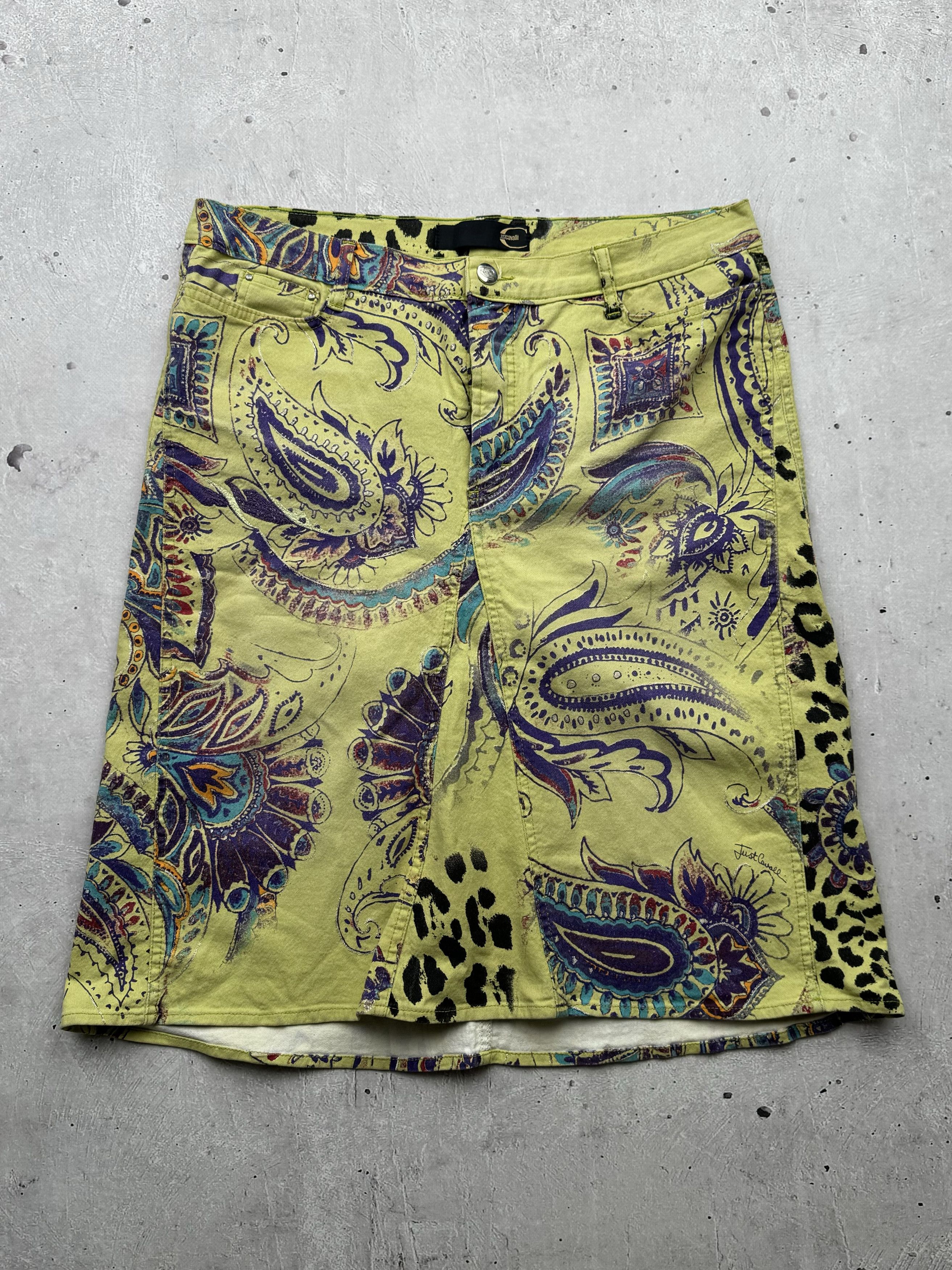 image of Avant Garde x Just Cavalli Vintage Printed Denim Skirt, Women's (Size 34)