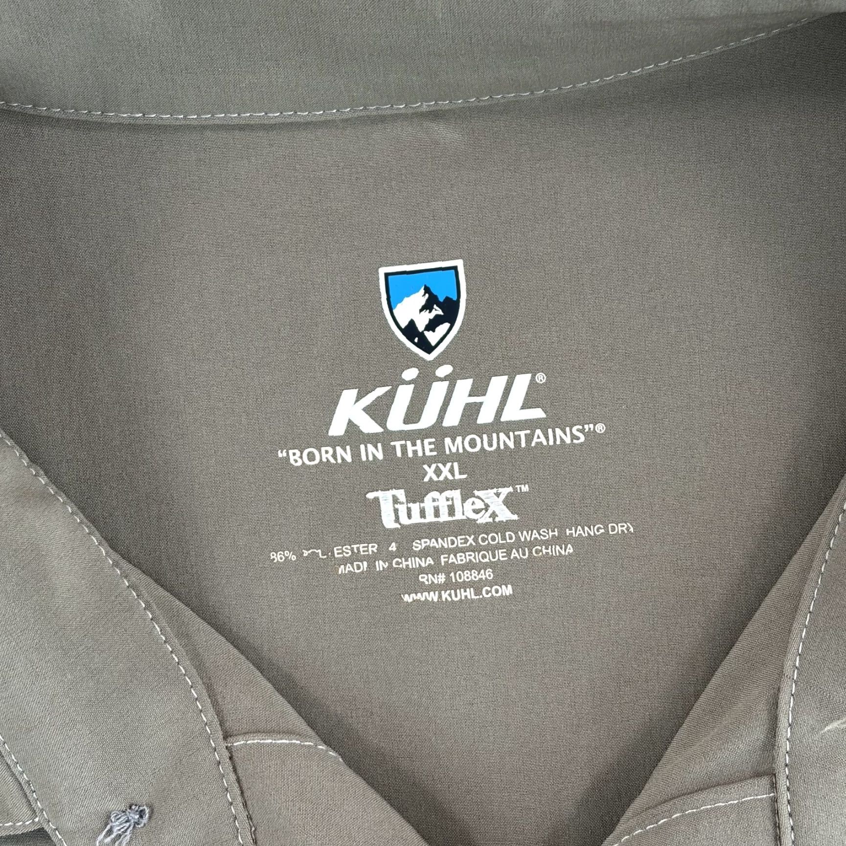 Vintage Kuhl Renegade Tufflex Performance Shirt Lunar Green Men 2XL Button-Up Short Sleeve Pockets Solid Green Outdoor Size US XXL / EU 58 / 5 - 2 Thumbnail
