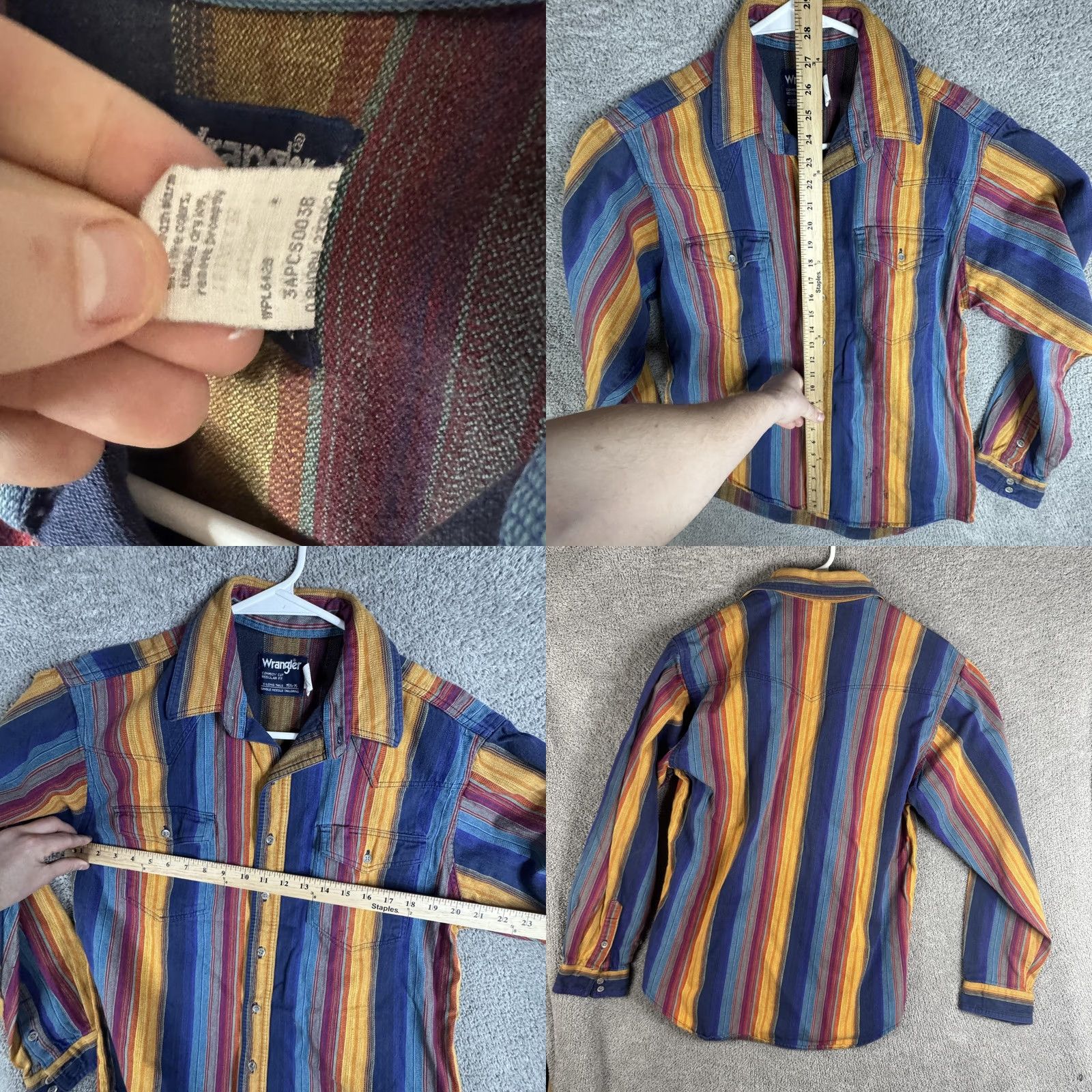 Wrangler Wrangler Shirt Mens 15.5x35 Stripe Cowboy Cut Button Front Western Size US M / EU 48-50 / 2 - 9 Thumbnail