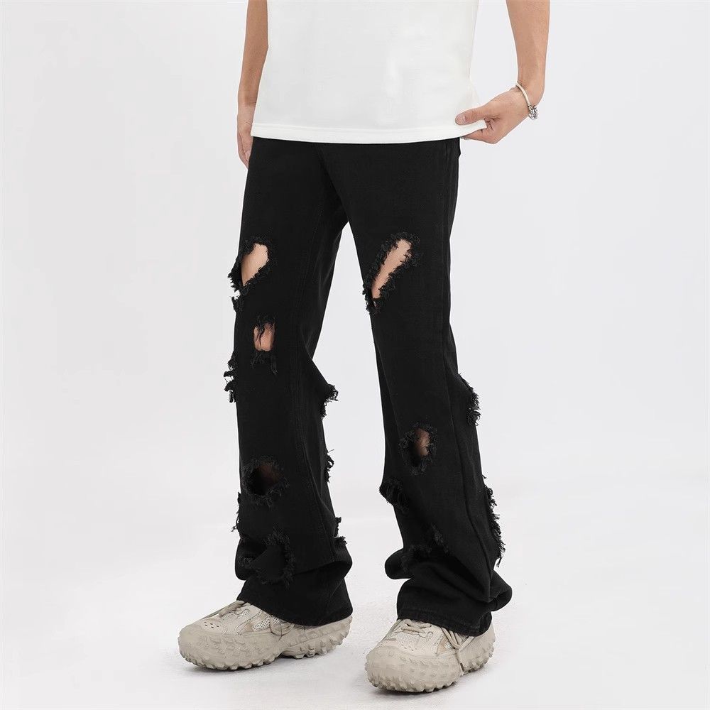 Japanese Brand × Jean Heavy industry hip hop punk trend flared ripped jeans y2k Size US 32 / EU 48 - 3 Thumbnail
