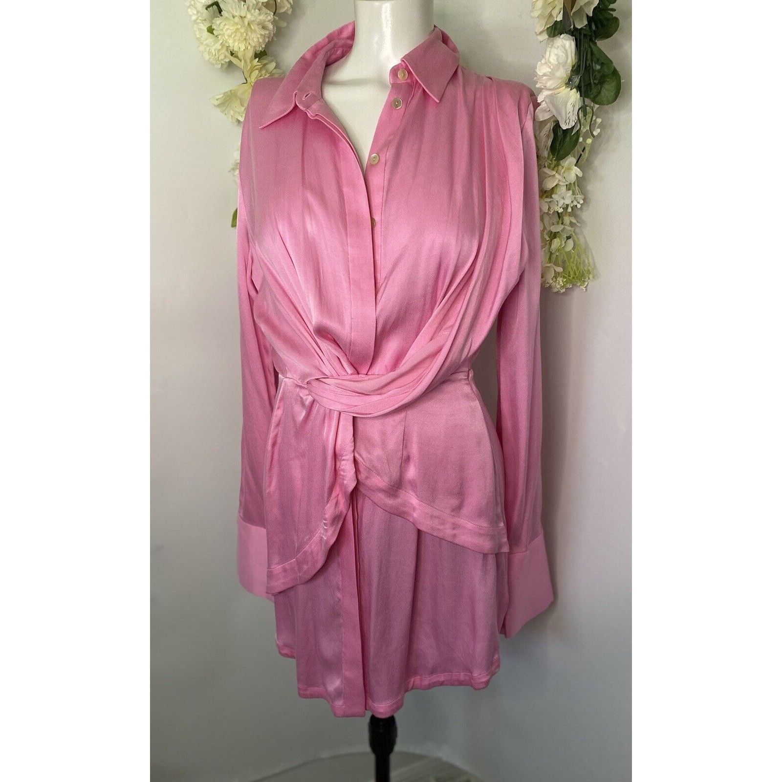 image of Acler Evelyn Draped Mini Dress Confetti Pink Size 4 Or Xxs, Women's