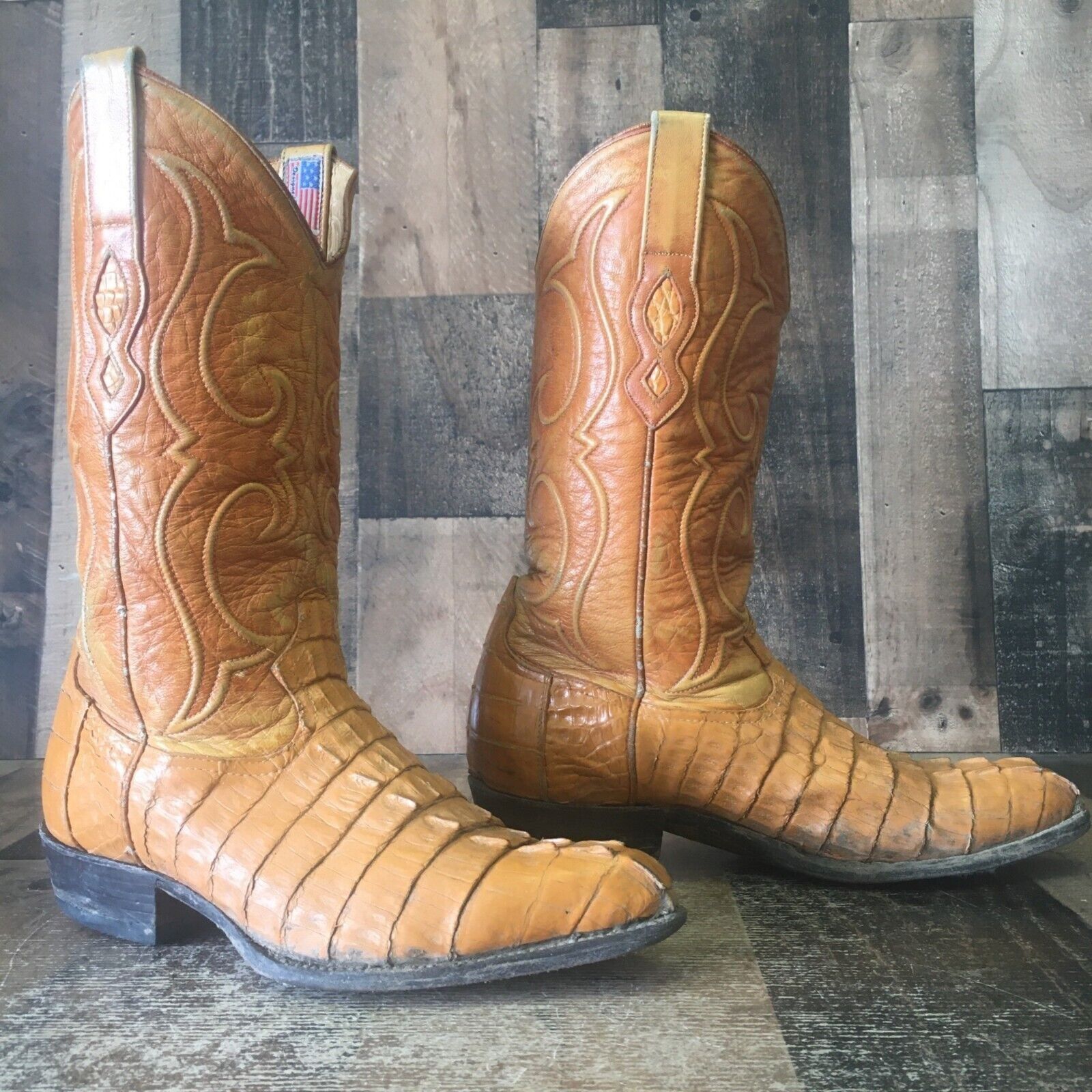 Vintage Los Altos Vintage Caiman Tail Western Cowboy Boots Mens 9 EE Size US 9 / EU 42 - 1 Thumbnail