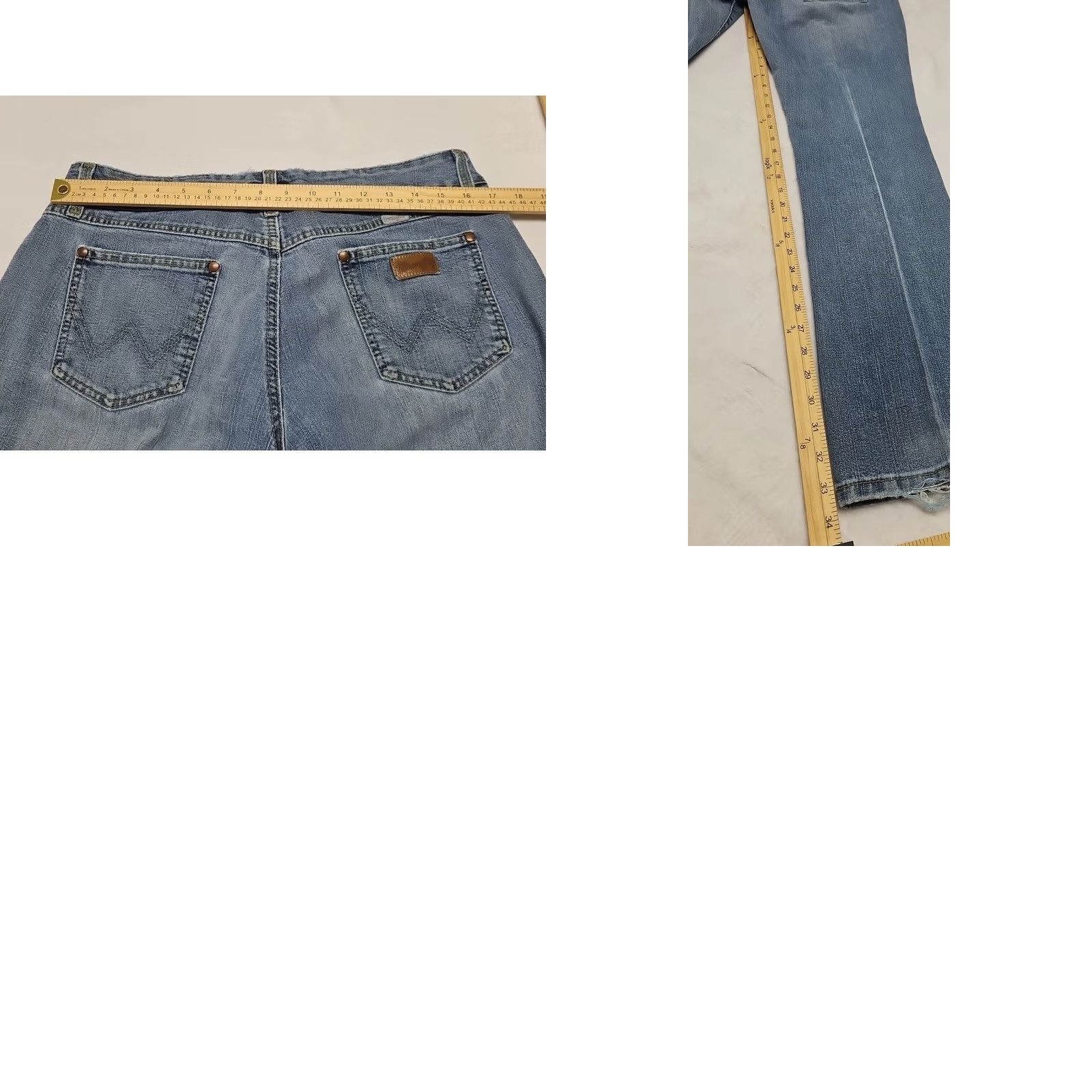 Wrangler Wrangler Jeans Slim Y2K Women’s Light Wash Distressed Pink Logo Size 10/12 Inseam 33 in Denim Cotton Regular Rise Mid 8.5-10.5 in Blue Size 32" / US 10 / IT 46 - 8 Thumbnail