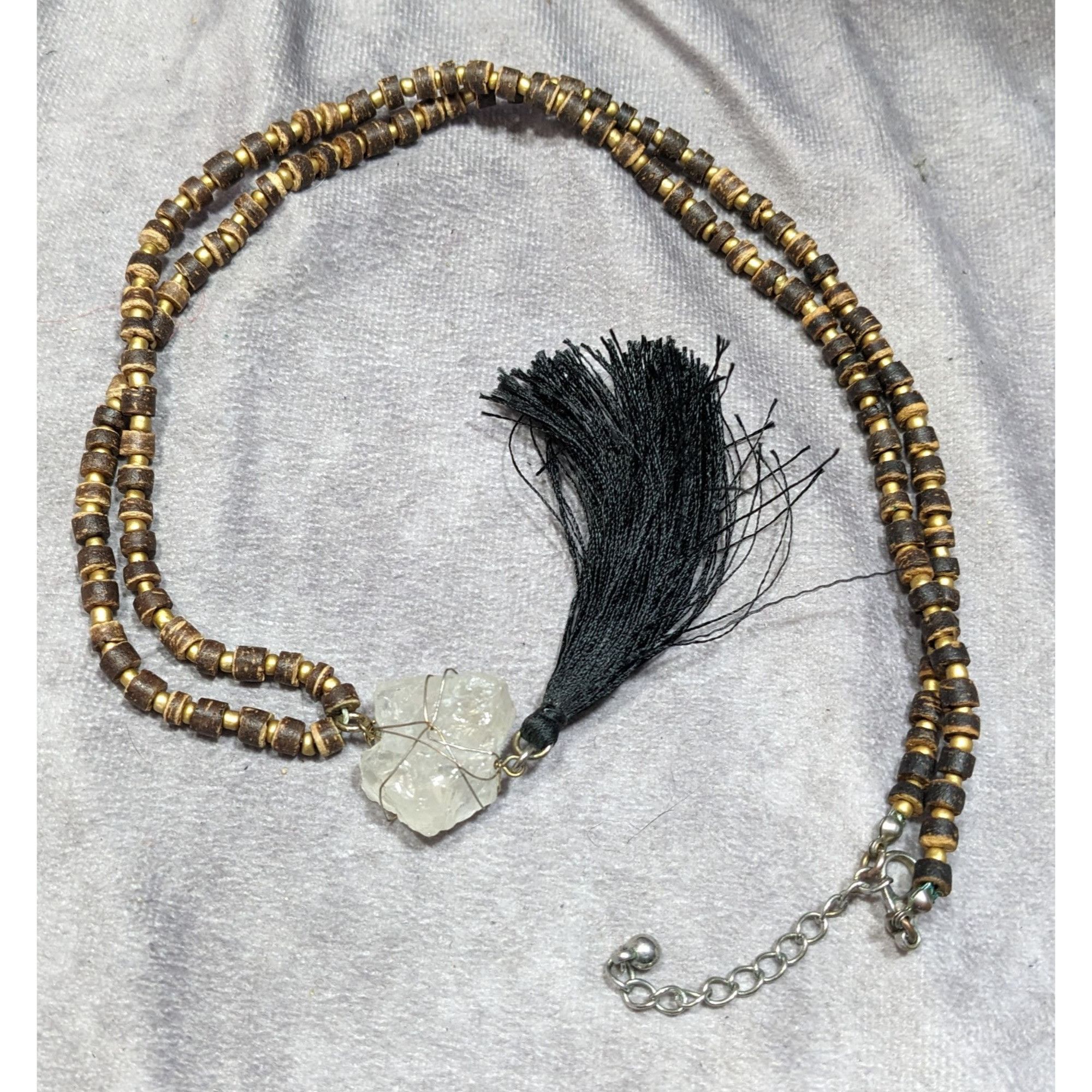 Other Vintage Bohemian Beaded Necklace With Natural Crystal Pendan Size ONE SIZE - 6 Thumbnail