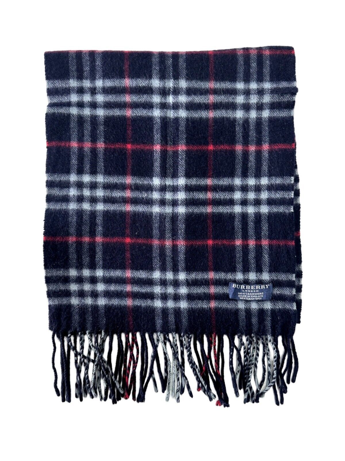 Burberry Burberry Vintage Unisex Scarf Navy Blue 100% Cashmere Size ONE SIZE - 5 Thumbnail