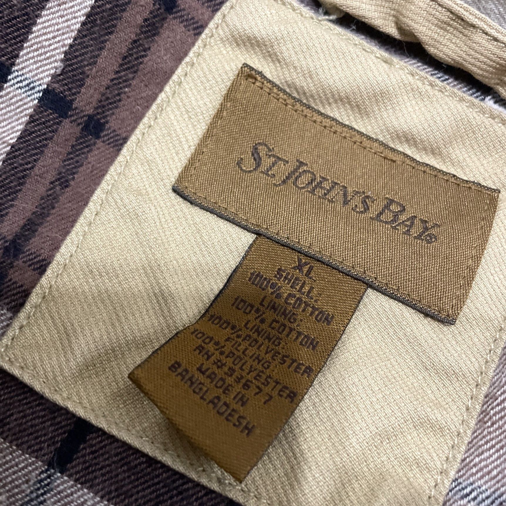 Vintage VINTAGE St Johns Bay Canvas Jacket XL Barn Chore Coat Brown Tan Plaid Lined Men Jacket Size US XL / EU 56 / 4 - 5 Thumbnail
