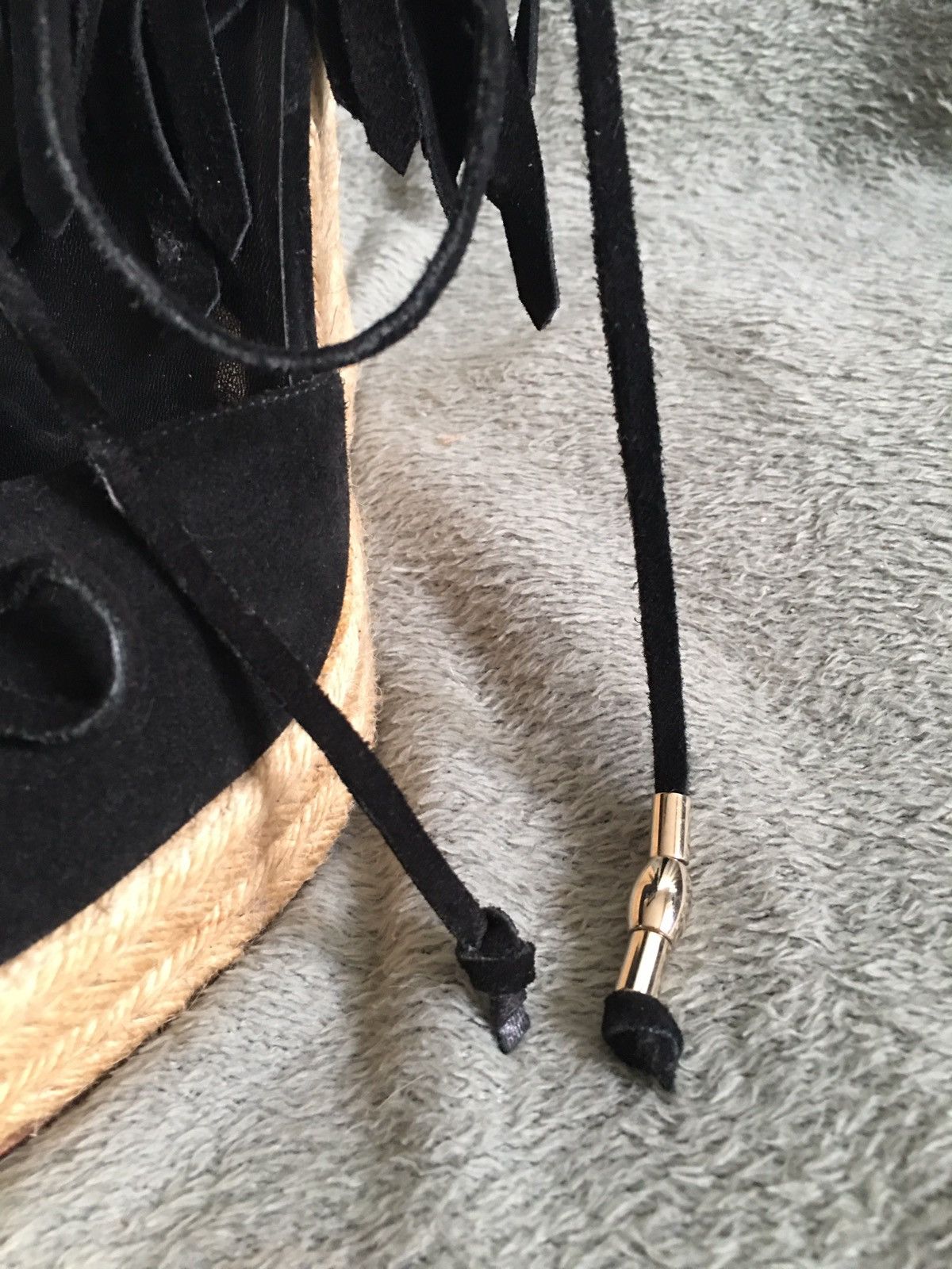 Gucci GUCCI Espadrilles Black Suede Wedge Sandals EU40 Size US 10 / IT 40 - 12 Thumbnail