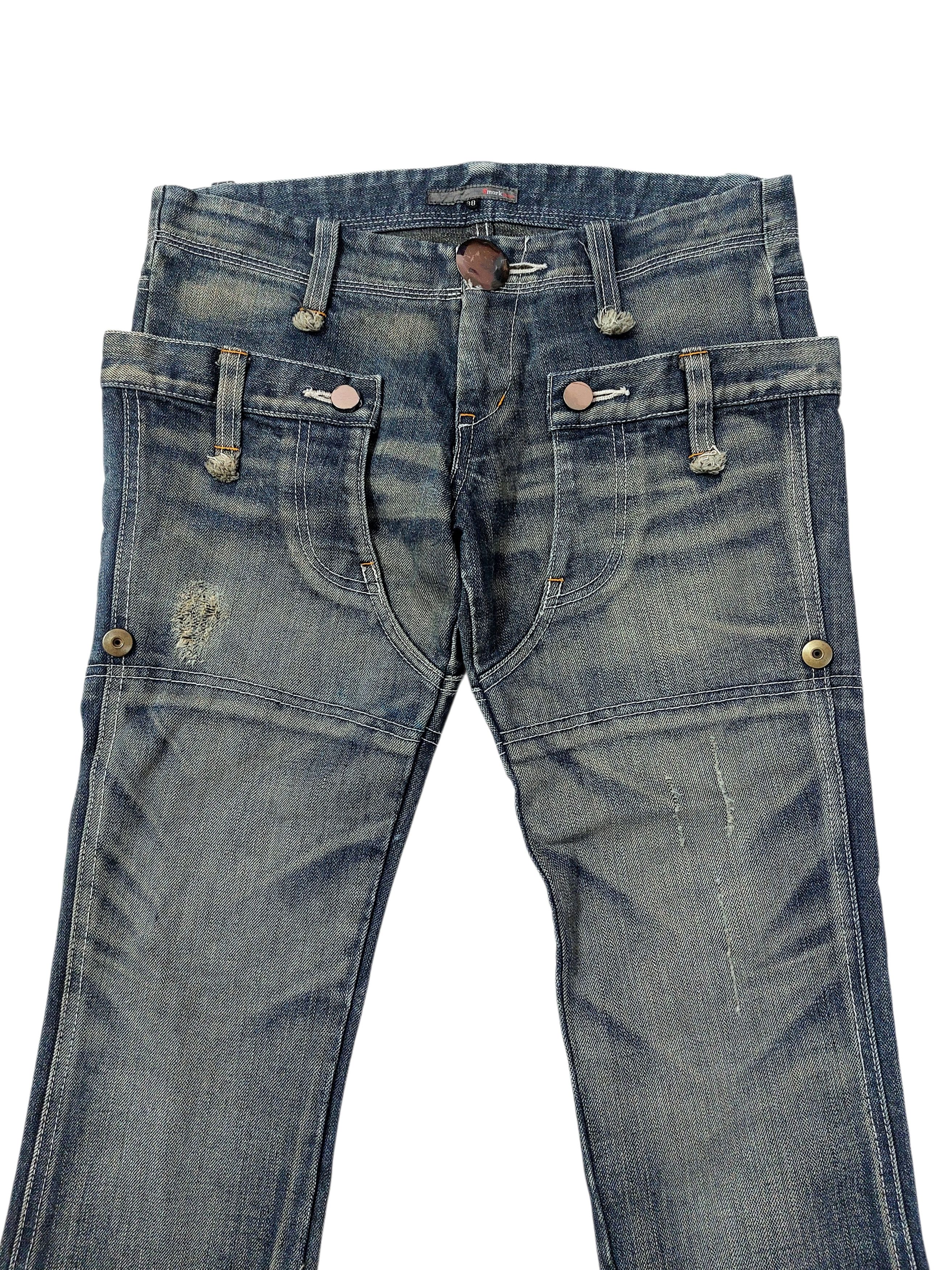 Vintage The Smork Indigo Outlaw Double Waist Jeans Size 31" - 2 Thumbnail