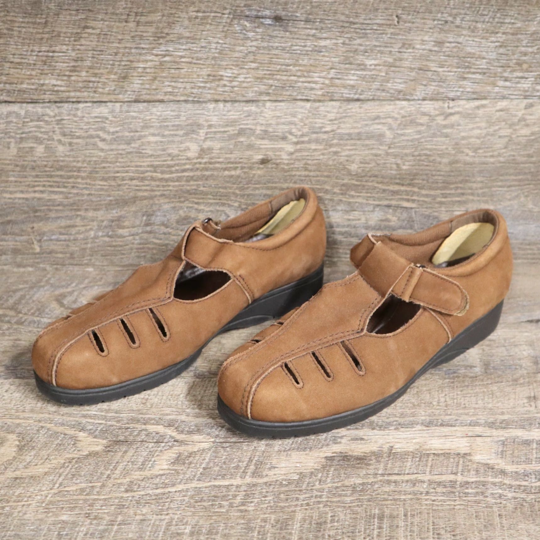 Vintage Dr. Scholl's Sandals Women Size 7 Brown Leather Strap Slingback Walking Comfort Straps Casual Womens Size US 7 / IT 37 - 2 Thumbnail