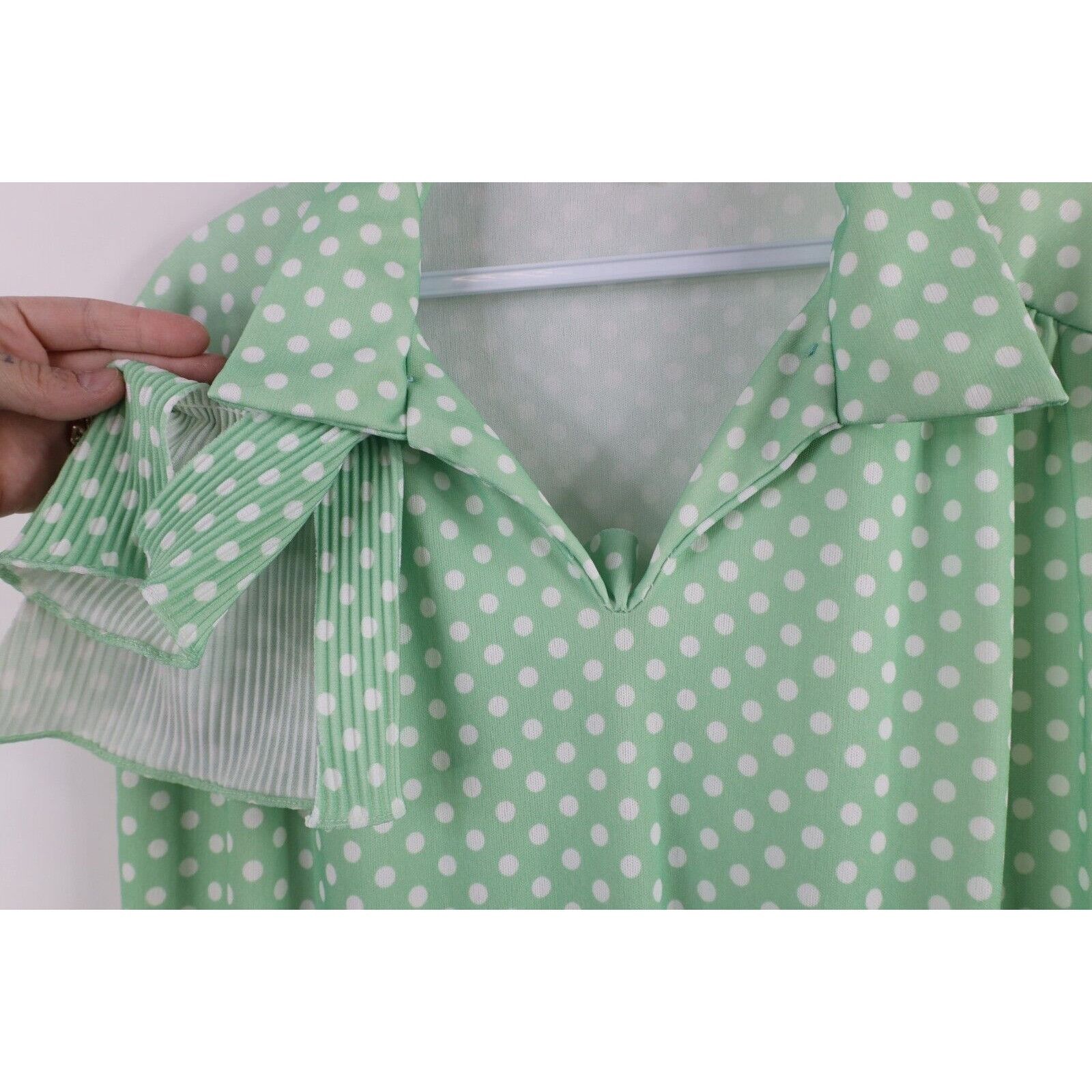 Vintage Vintage 70s Streetwear Frill Polka Dot Sleeveless Dress Size XXL / US 16-18 / IT 52-54 - 8 Thumbnail