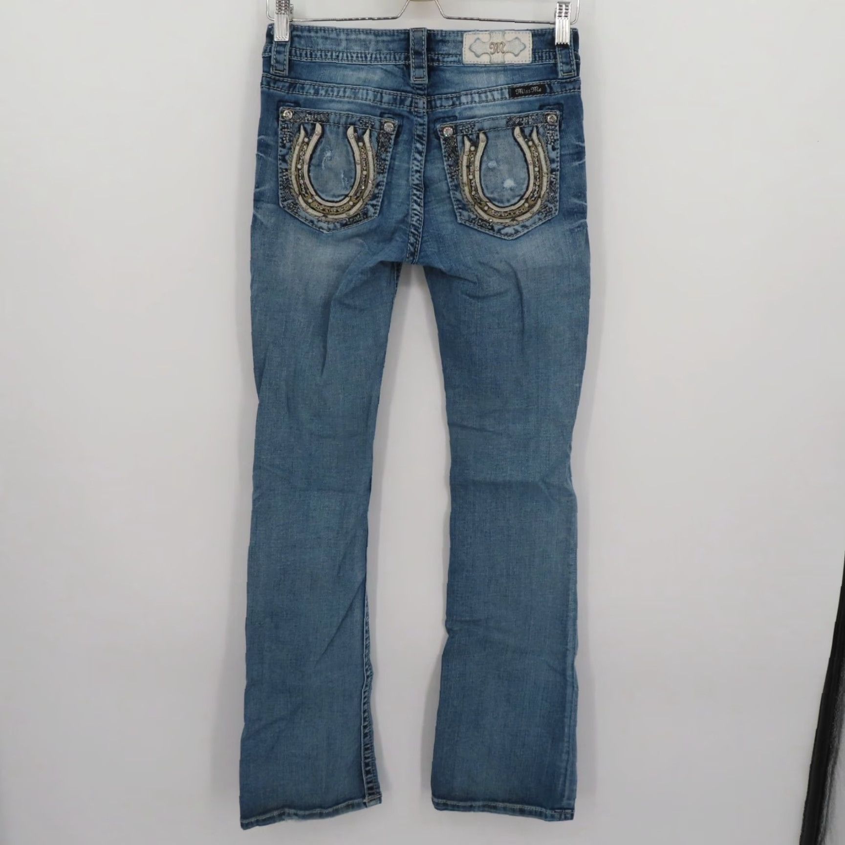 Miss Me Miss Me Chloe Boot Jeans Bootcut 26 Women Blue Denim Distressed 5-Pocket Pockets Cotton Blend Leather? (No) Size 26" / US 2 / IT 38 - 7 Thumbnail
