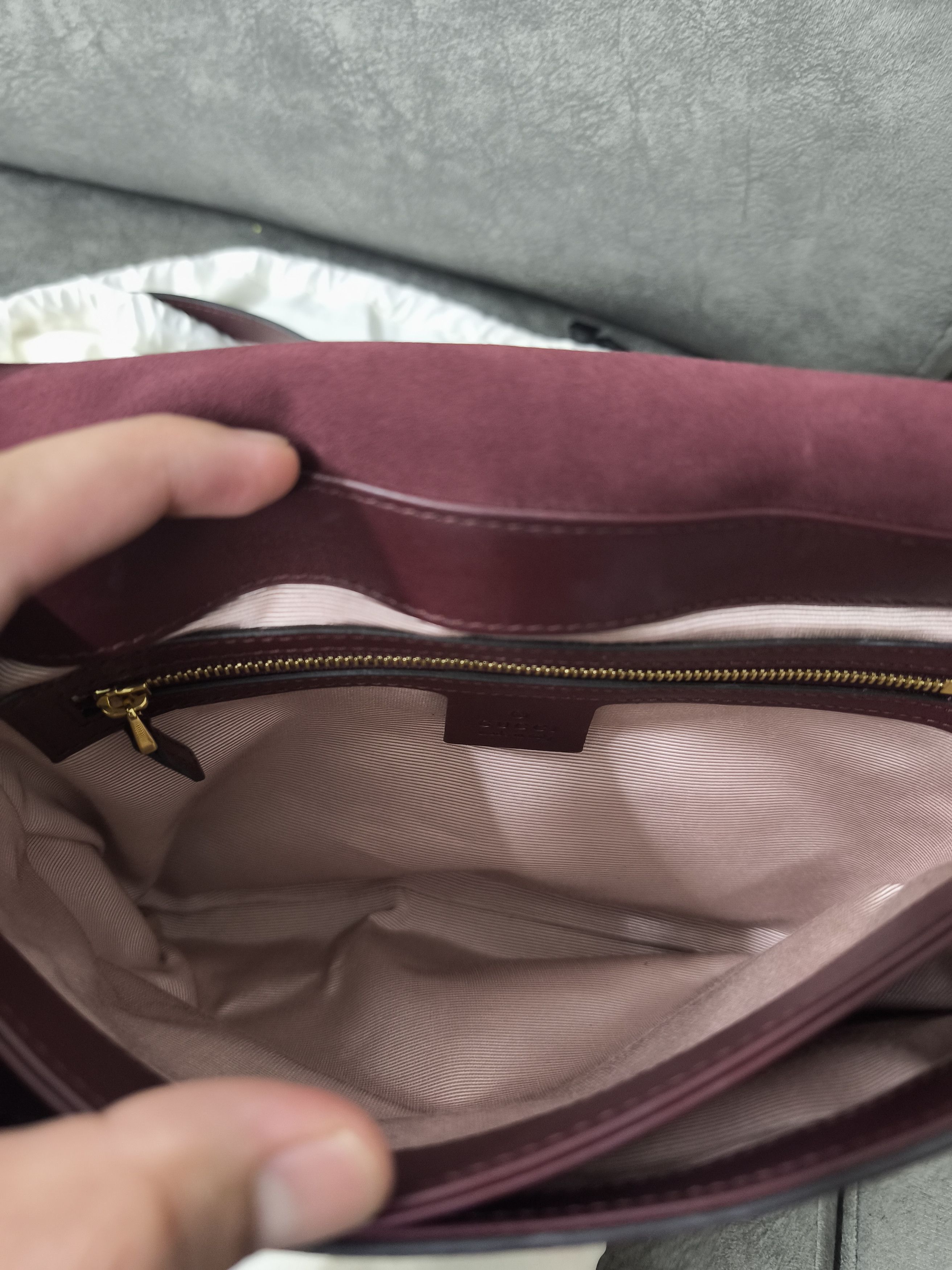 Gucci Gucci GG Marmont Suede Leather Shoulder Bag - Burgundy Size ONE SIZE - 9 Thumbnail