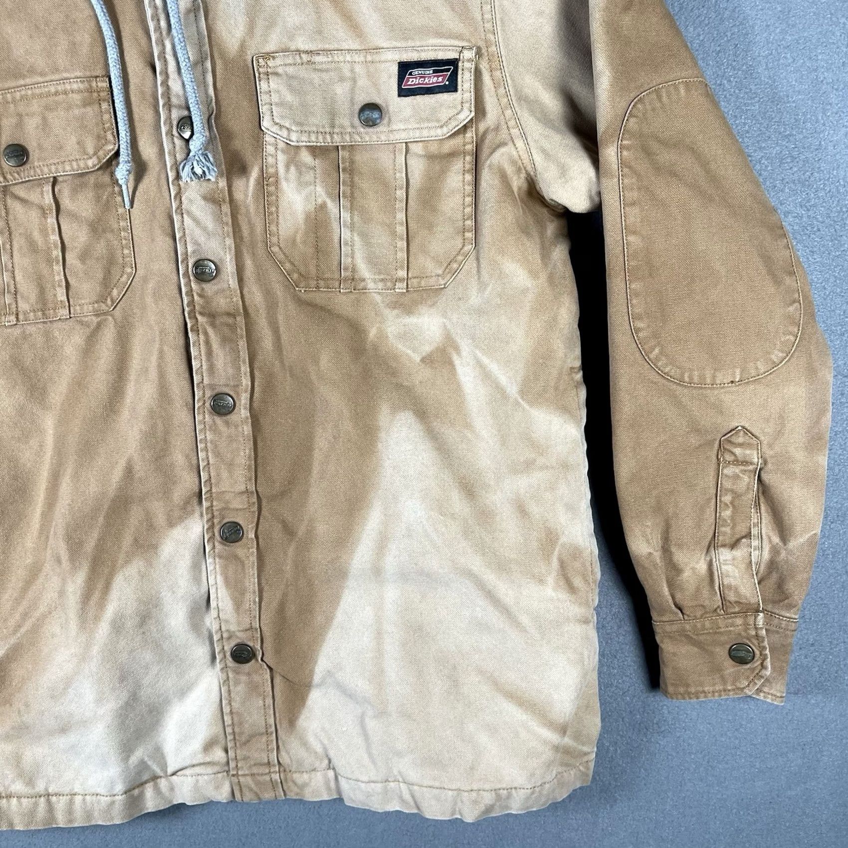 Dickies VINTAGE Dickies Jacket Small Brown Canvas Quilt Lined Hood Zip/Snap Distressed Men's Overcoat Pockets Fall Winter Size US S / EU 44-46 / 1 - 6 Thumbnail