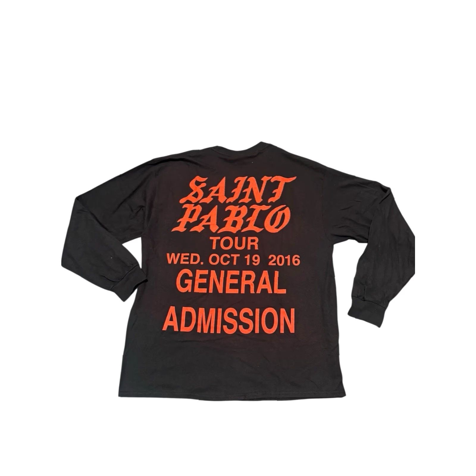 Vintage Saint Pablo Tour 2016 “General Admission” Long Sleeve T-Shirt XL Blk Kanye West Yeezus Men Shirt Black Cotton Blend Graphic Print Vintage No Size US XL / EU 56 / 4 - 7 Thumbnail