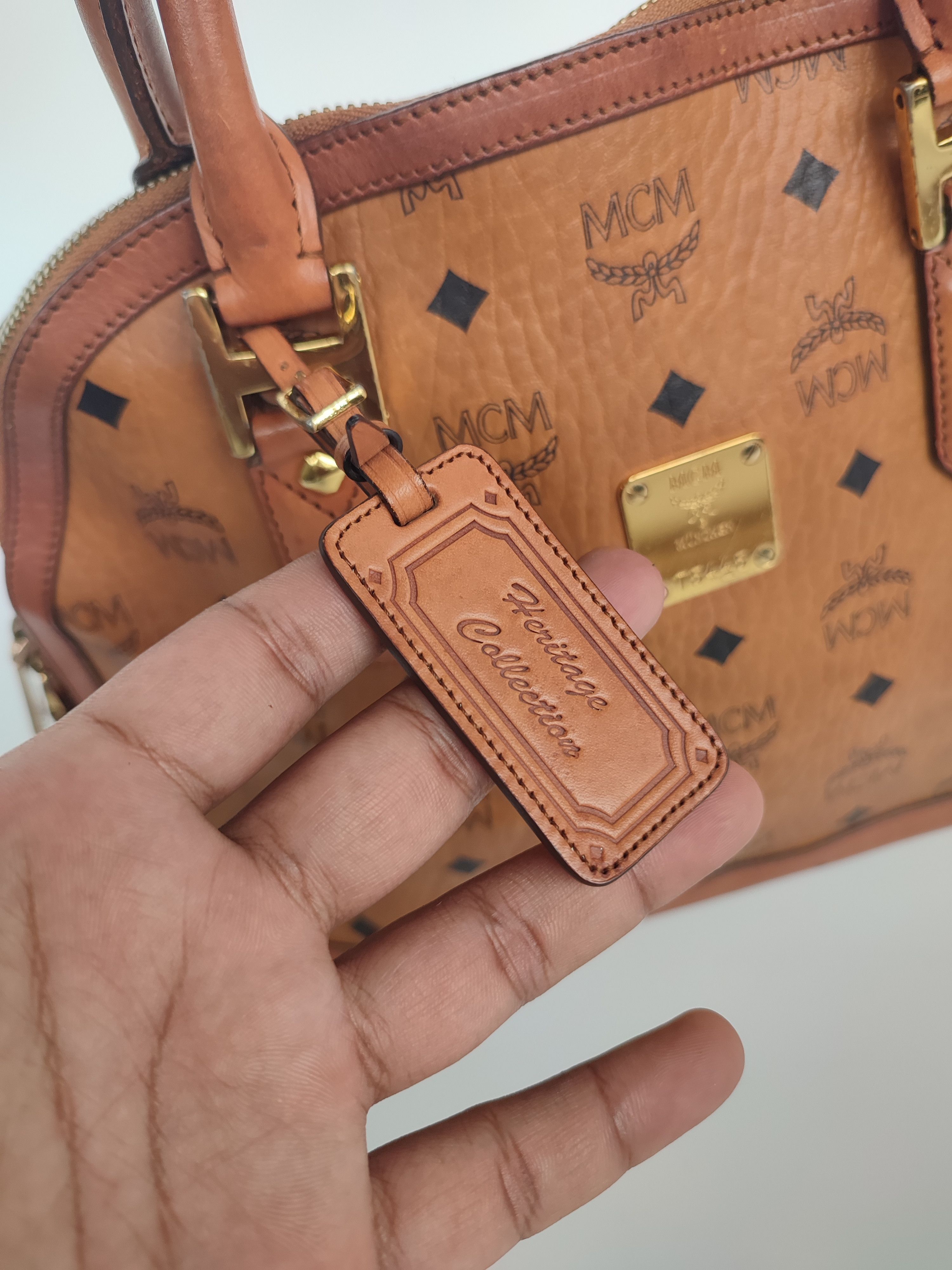 MCM AUTHENTIC MCM COGNAC HERITAGE ALMA HANDBAG Size ONE SIZE - 4 Thumbnail