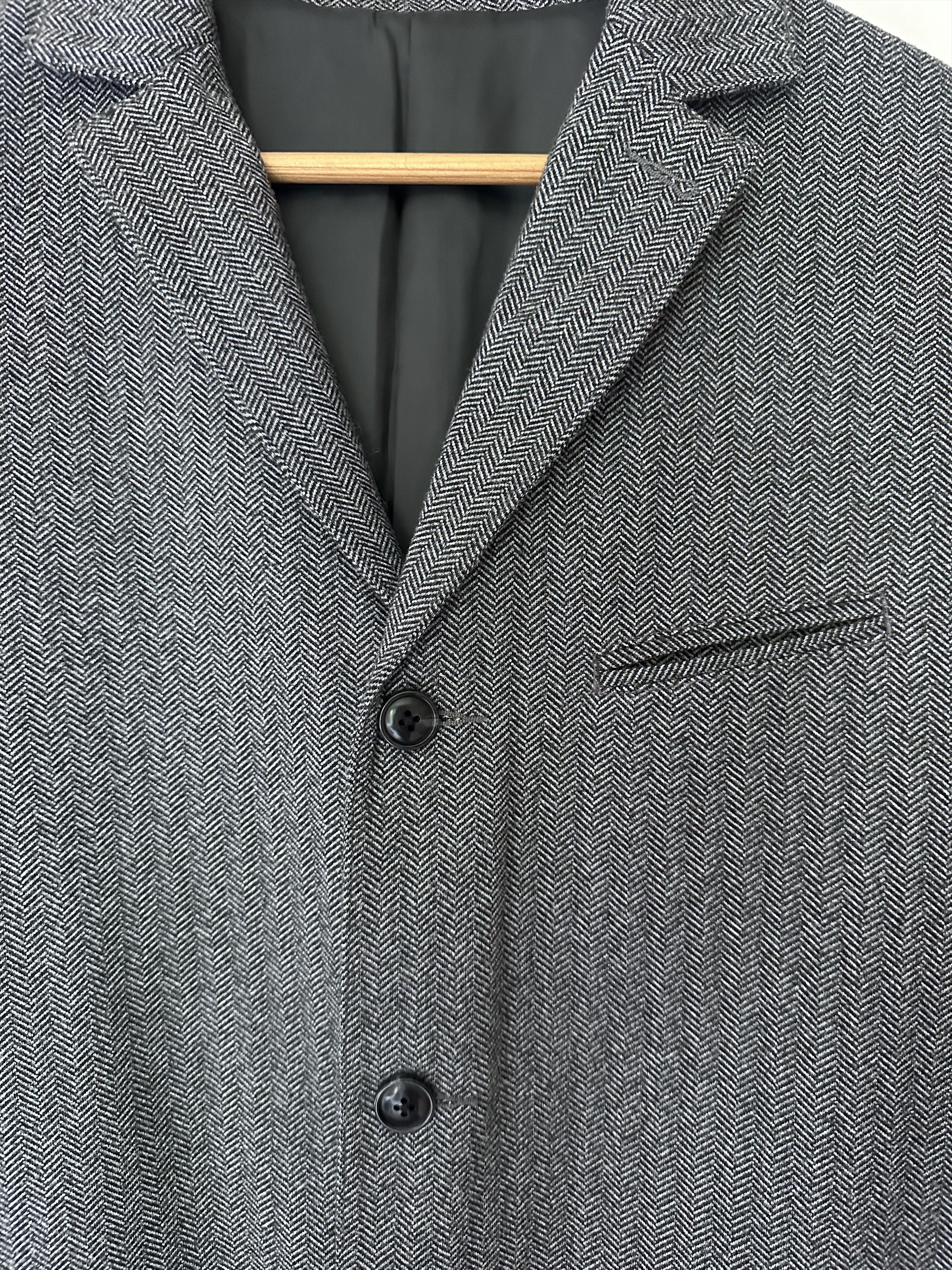 Pherrow's Pherrow's Wool Tailored Black Herringbone Suit Size 44R - 4 Thumbnail