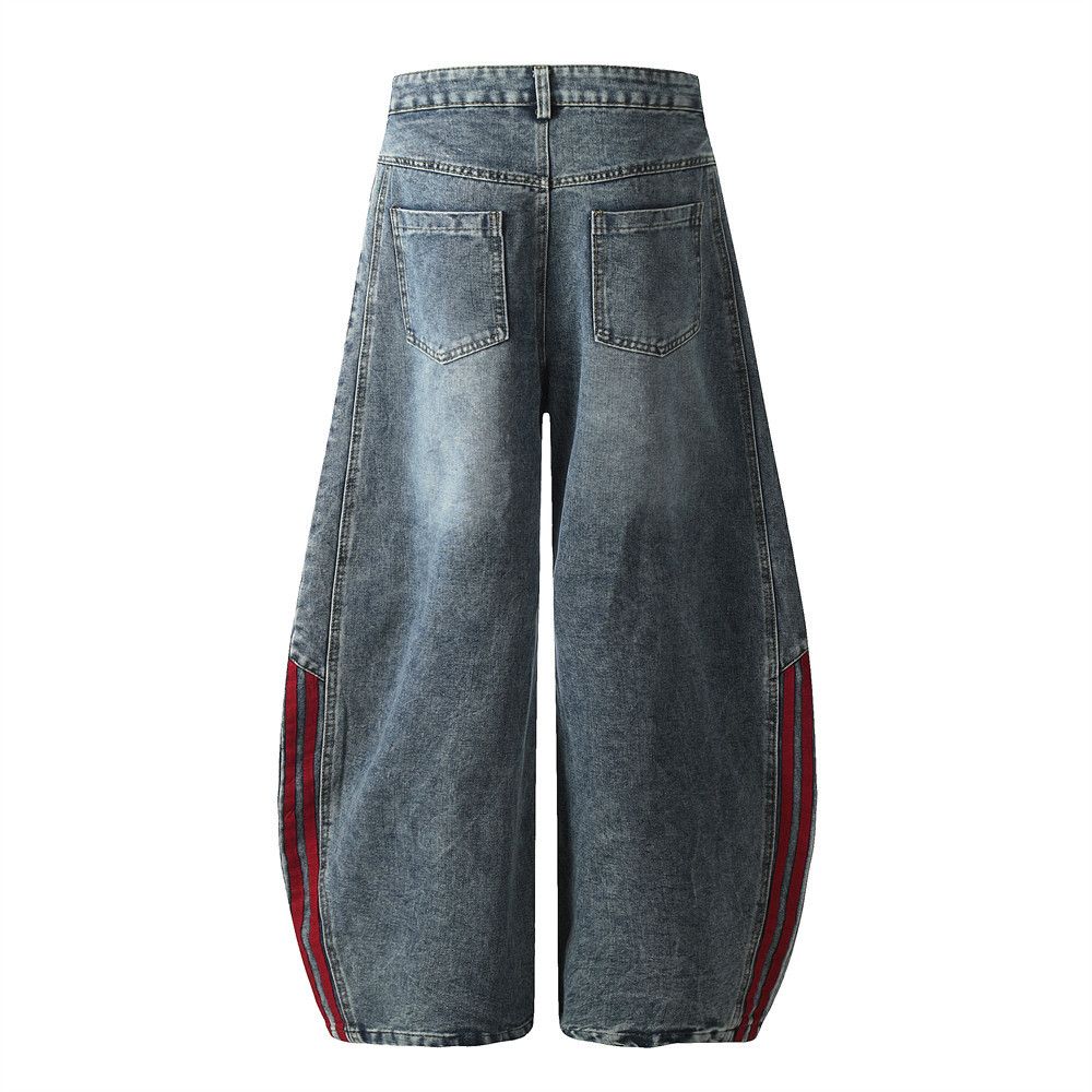 Japanese Brand × Jean American washed distressed striped scimitar jeans y2k Size US 32 / EU 48 - 3 Thumbnail