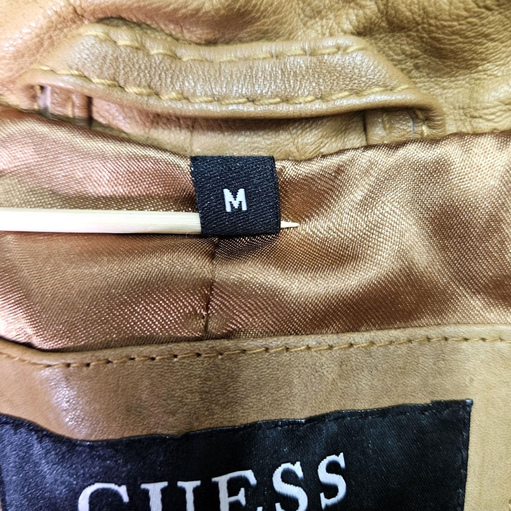 Guess GUESS Jacket Womens Medium Brown Leather Quilted Full Zip Collared Short Fitted Size 32" / US 10 / IT 46 - 3 Thumbnail