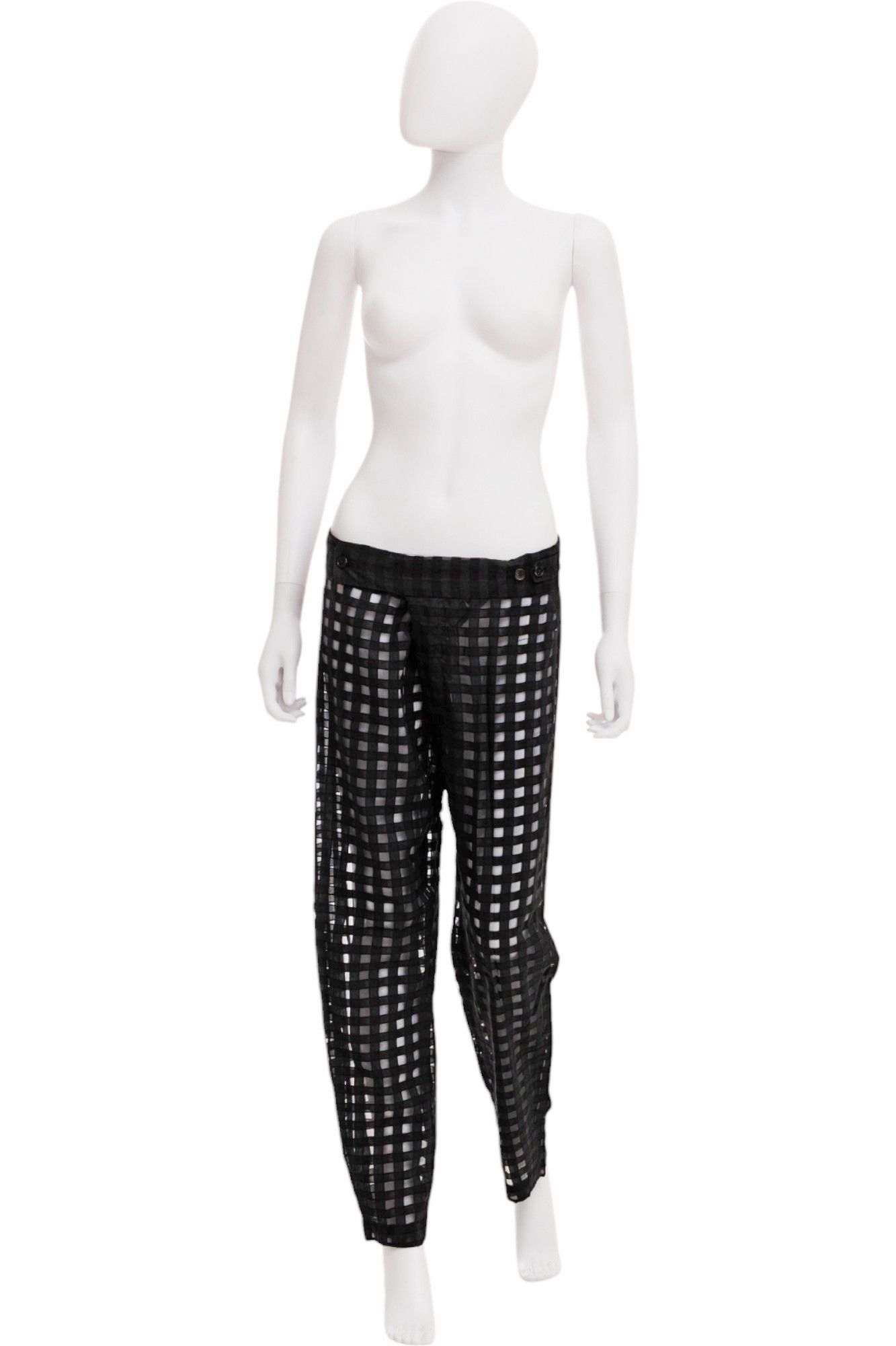 Ann Demeulemeester S/S 2016 Semitransparent Checkered Black Pants Size US 32 / EU 48 - 5 Thumbnail