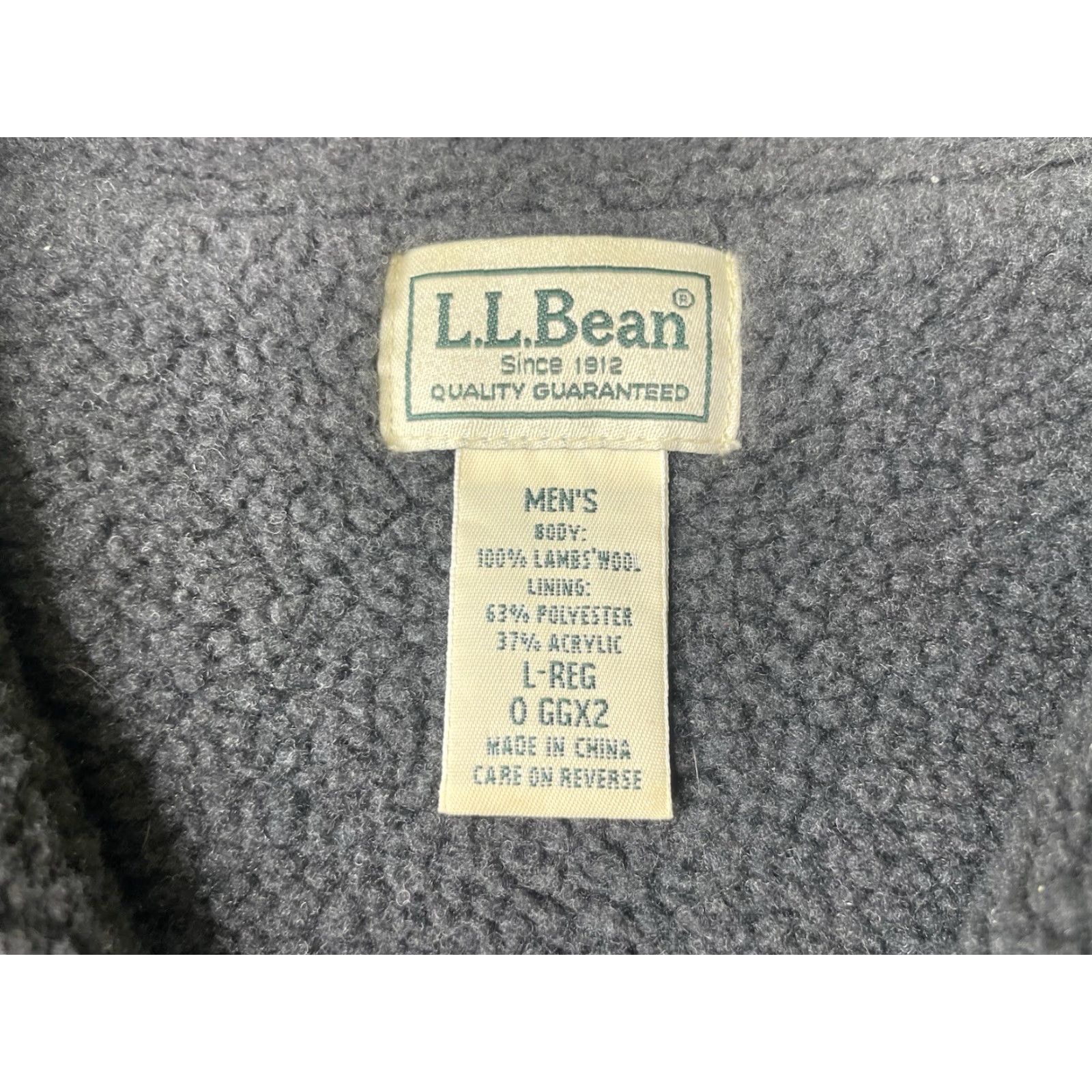 Vintage L.L. Bean Sweater Mens Large 100% Lambswool Sherpa Lined 1/4 Zip Jacket Dark Gray Size US L / EU 52-54 / 3 - 3 Thumbnail