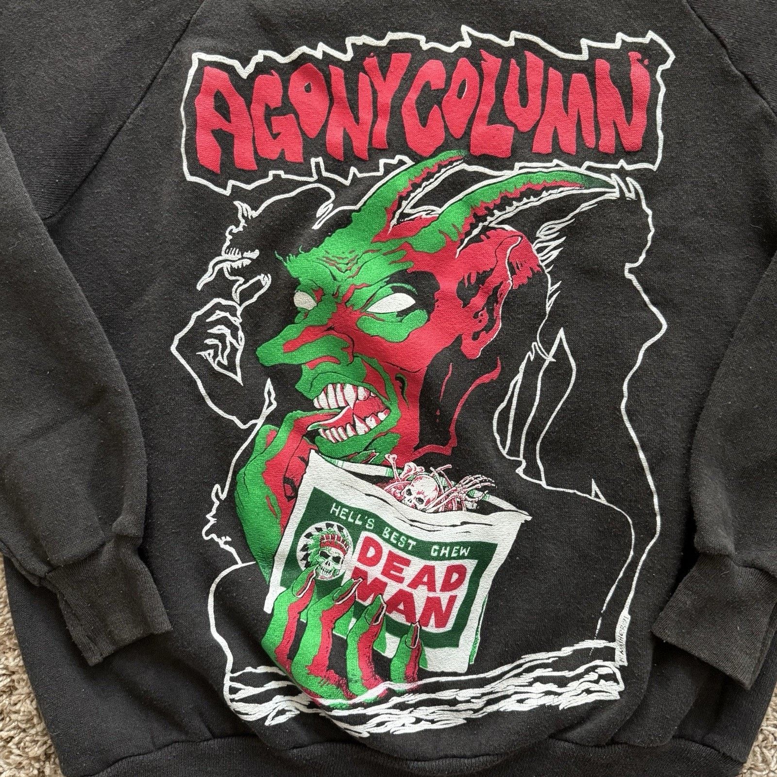 Vintage Vintage Agony Column Band Black Sweatshirt Hells Best Size M Size US M / EU 48-50 / 2 - 5 Thumbnail