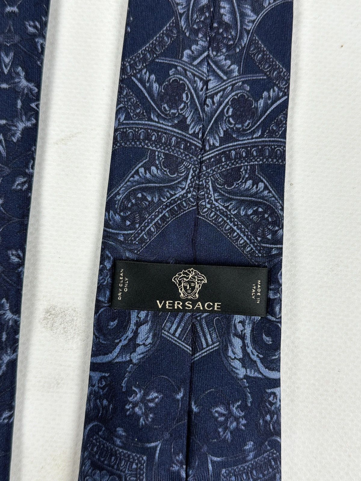 Versace Medusa Head Silk Navy Blue Tie