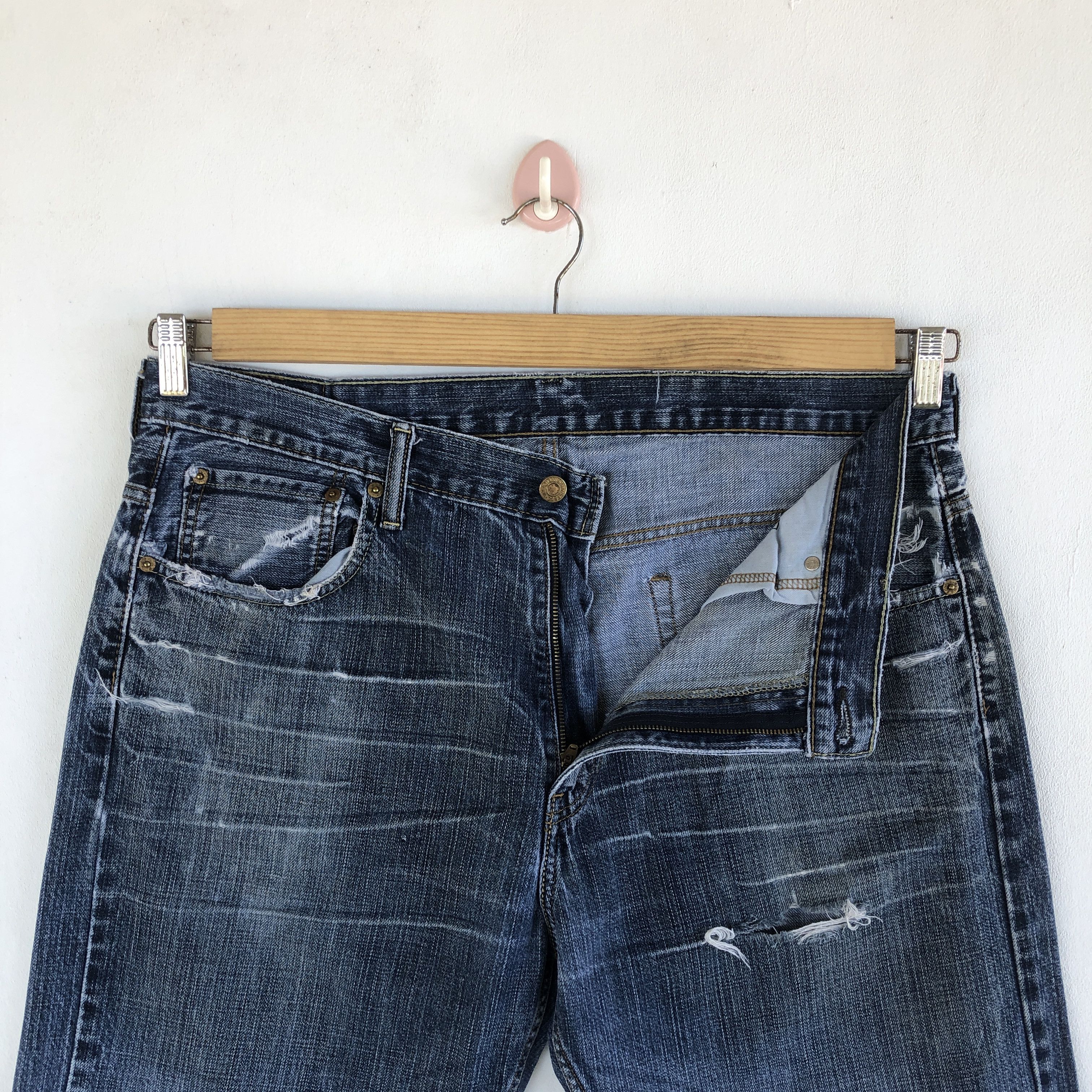Levi's Crazy Y2K Baggy Distressed Levi's 569 Jeans Grunge Denim Size US 34 / EU 50 - 6 Thumbnail