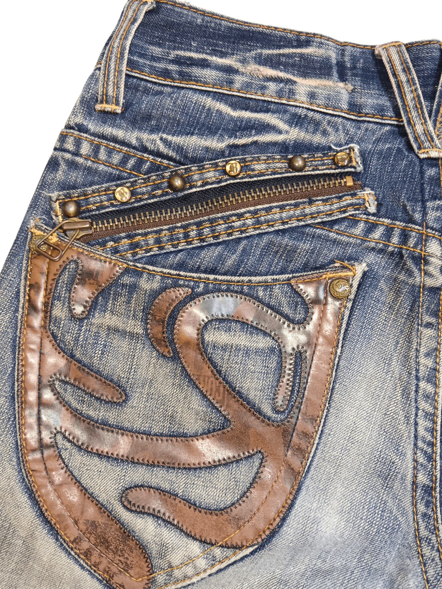 If Six Was Nine × Japanese Brand × Le Grande Bleu (L.G.B.) Redpepper Seditionaries Rusty Distressed Flare Jeans Size US 28 / EU 44 - 17 Thumbnail