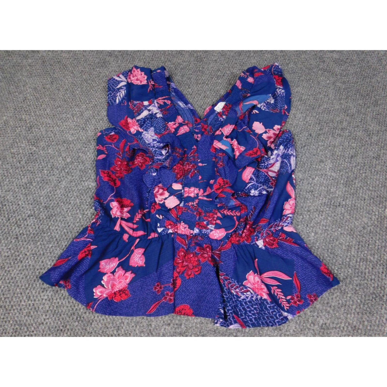 Vintage Sofia Blouse Womens Large Purple Floral Stretch Pullover Sleeveless Crew Neck Casual L Purple Regular Size L / US 10 / IT 46 - 4 Thumbnail