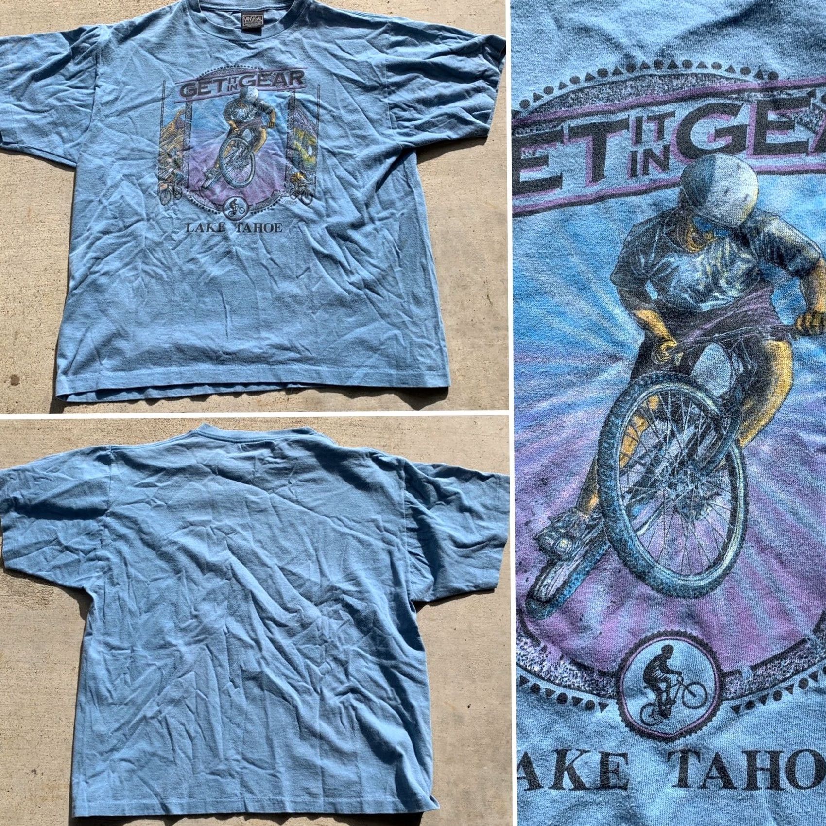 Vintage VINTAGE San Segal Sportswear Lake Tahoe T-Shirt Mountain Bike Tee XL Blue Men Size US XL / EU 56 / 4 - 7 Thumbnail