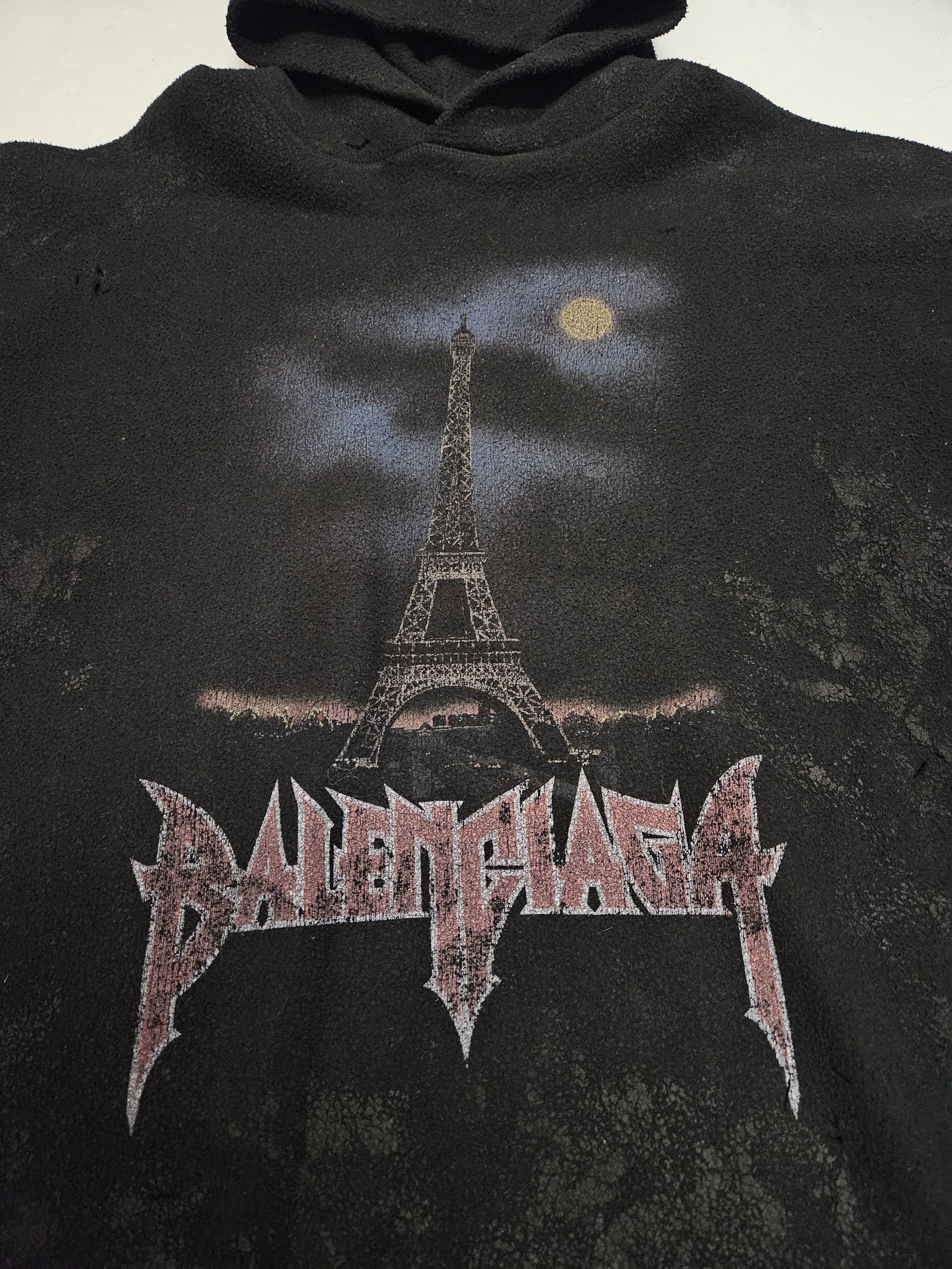 Balenciaga Balenciaga distressed fleece paris moon hoodie Size US M / EU 48-50 / 2 - 8 Thumbnail
