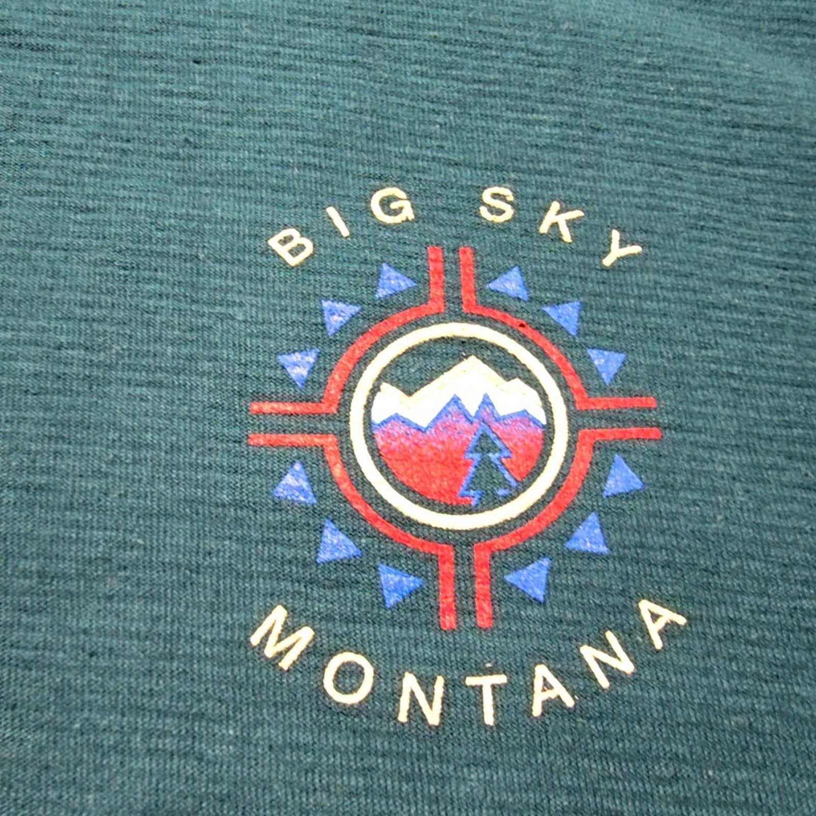 Vintage Vintage Big Sky Montana Henley Shirt Green Oneita L Tee 90s Size US L / EU 52-54 / 3 - 2 Thumbnail