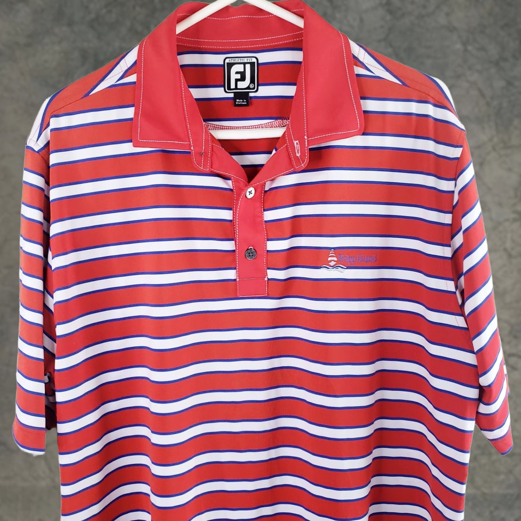 Footjoy FootJoy Polo Shirt Mens XL Multicolor Striped Golf Performance SS Fripp Island Logo Size US XL / EU 56 / 4 - 1 Thumbnail
