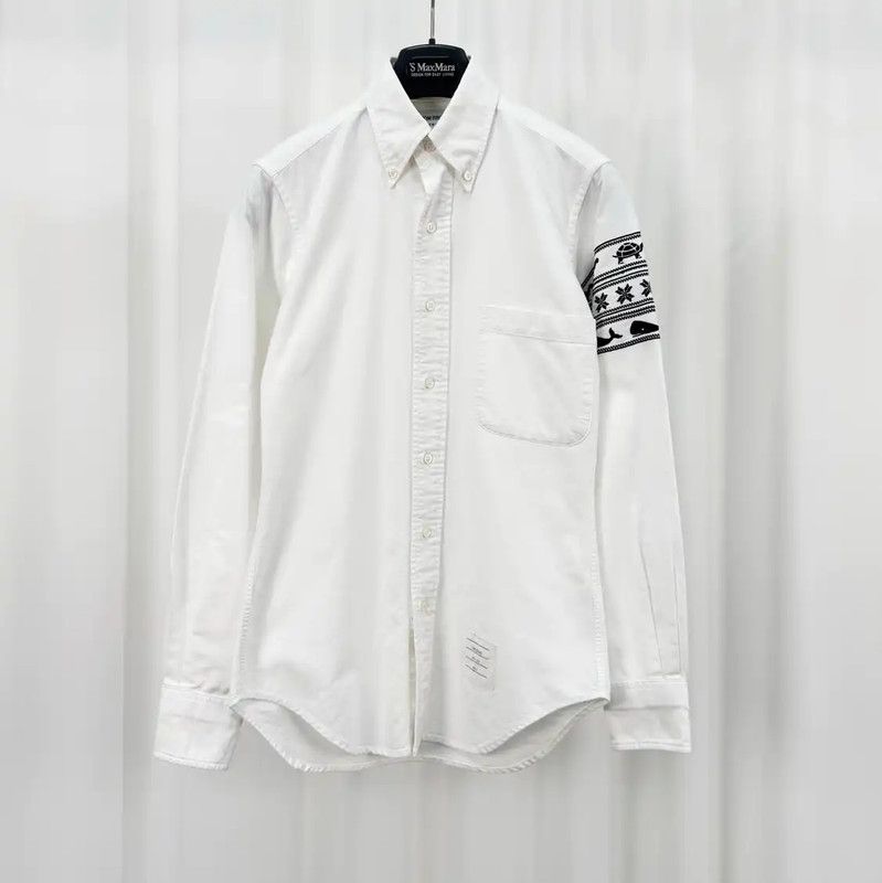 Thom Browne Thom Browne White Cotton Long Sleeve Shirt 0089 Size M / US 6-8 / IT 42-44 - 1 Thumbnail