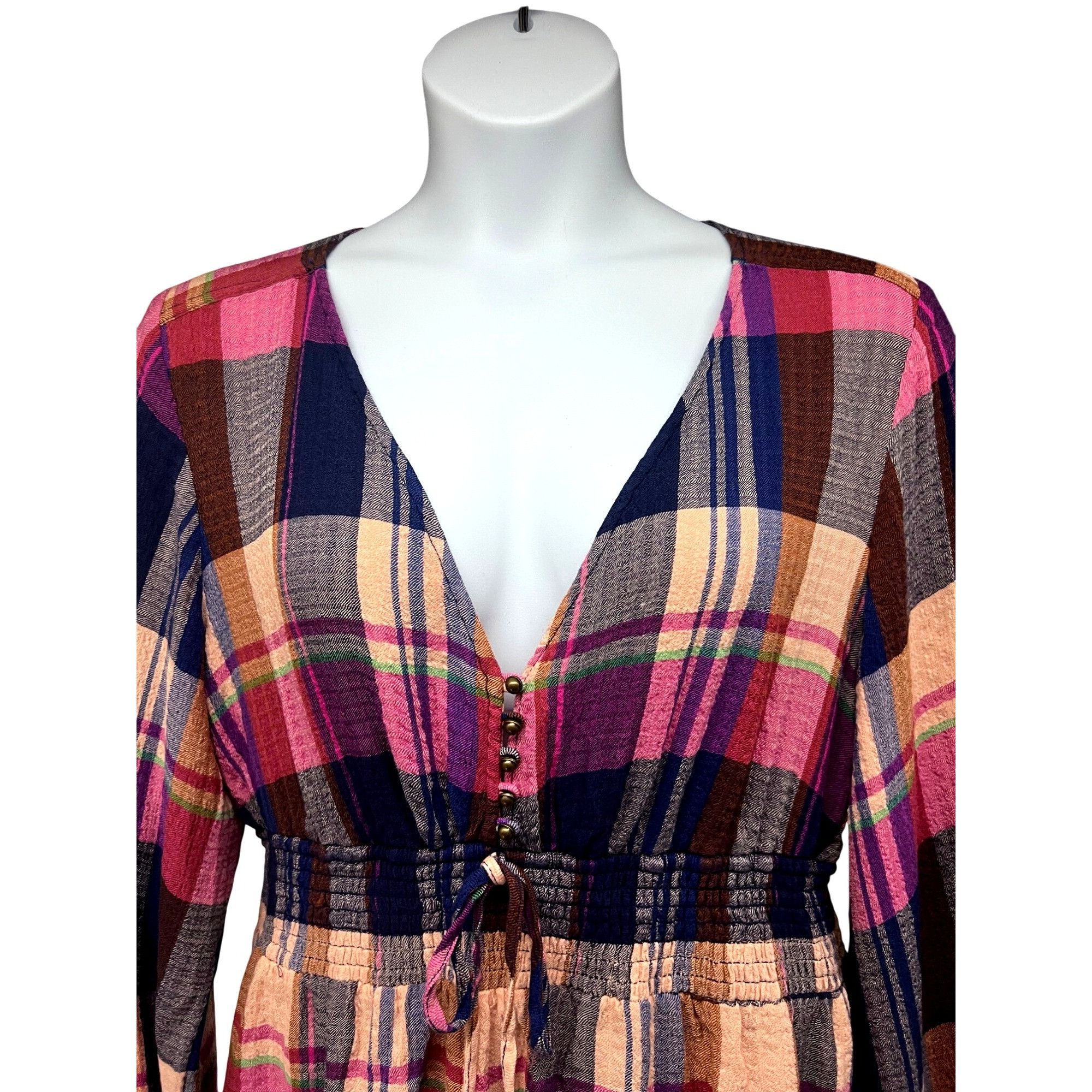 Anthropologie Anthropologie Pilcro The Rory Puff Sleeve Smocked V-Neck Pla Size XL / US 12-14 / IT 48-50 - 4 Thumbnail