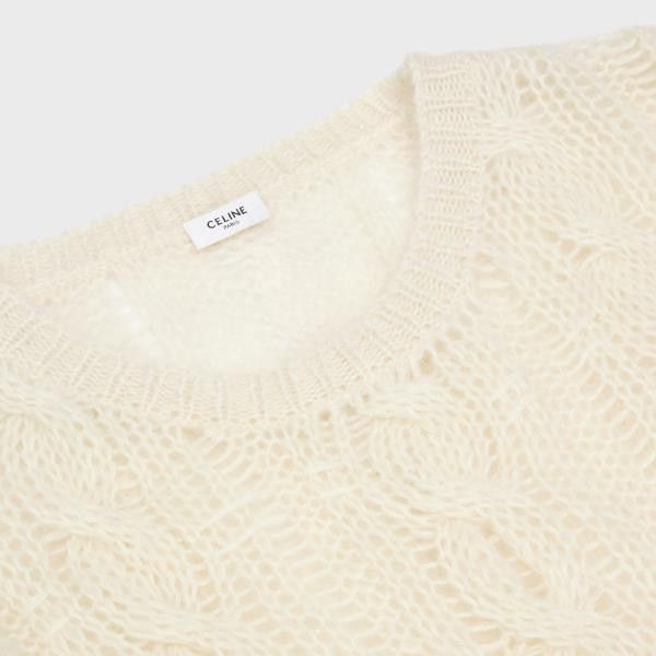 o1w1db10324 Boxy Aran Sweaters in Off White Menswear