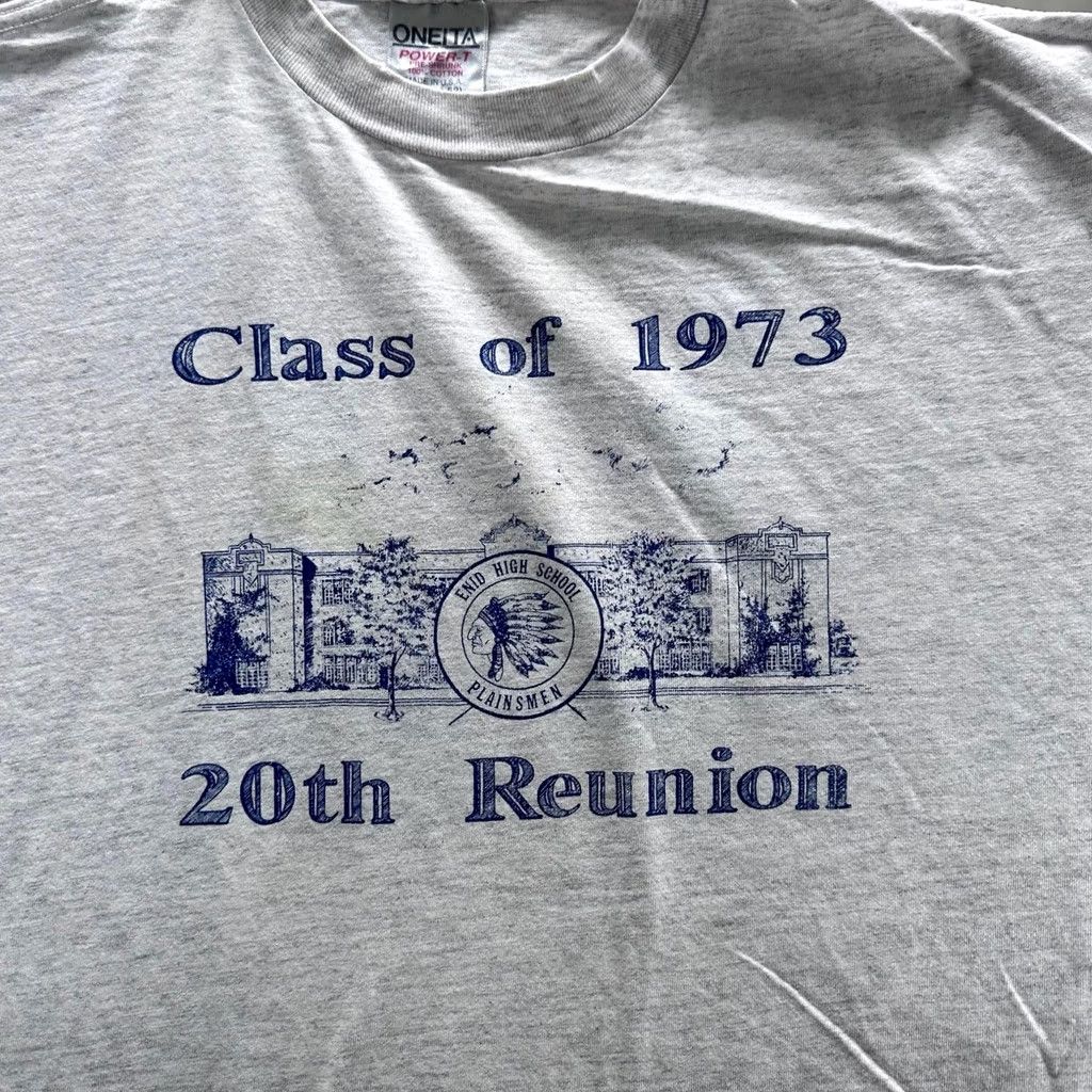 Vintage VINTAGE ONEITA Shirt Mens 2XL Gray Class Of 1973 20th Reunion Graphic Tee 90s Size US XXL / EU 58 / 5 - 1 Thumbnail
