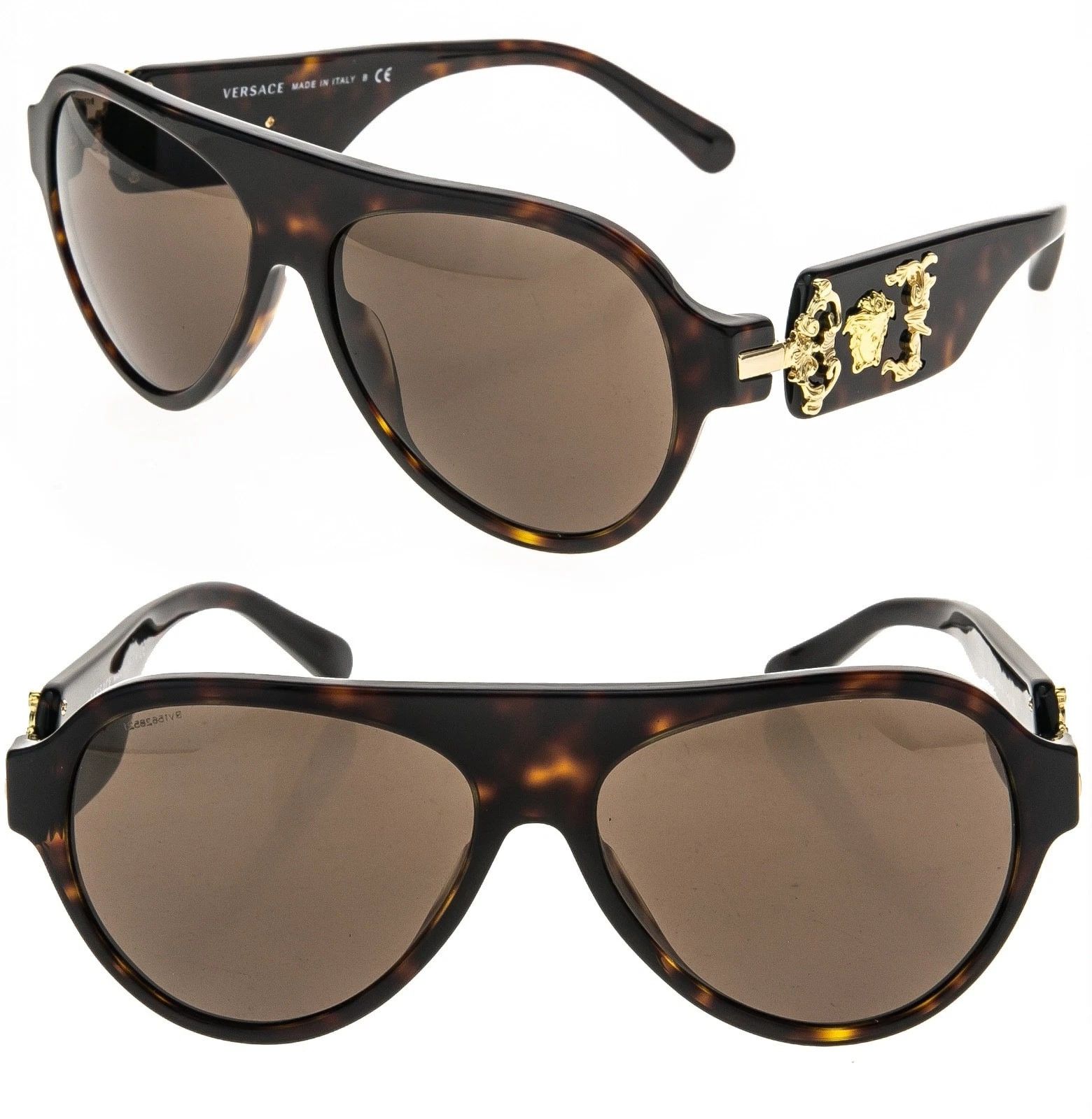 Versace VERSACE VE4323 4323 Rock Icon Baroque Aviator Sunglasses Size ONE SIZE - 1 Thumbnail