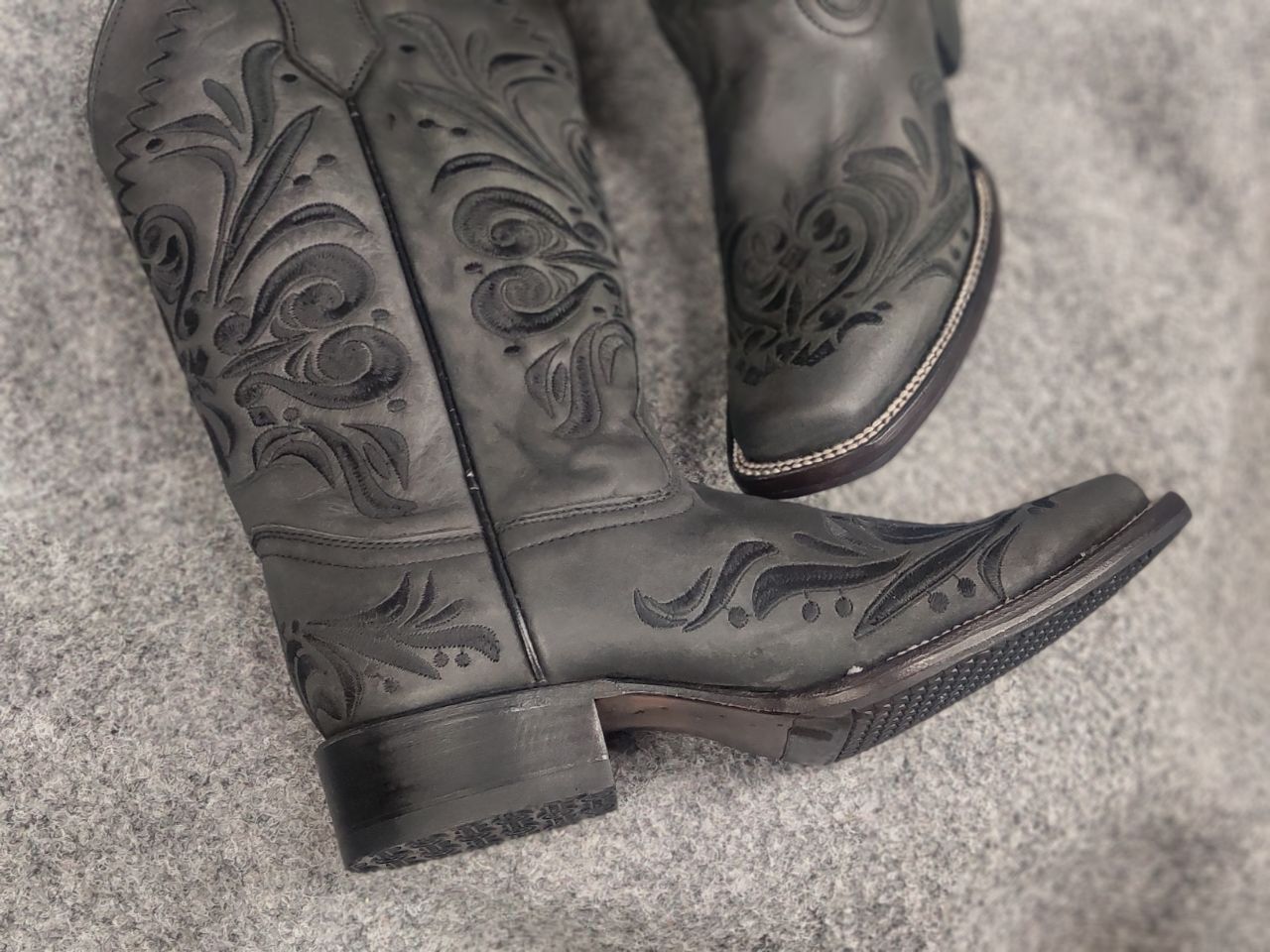 Sancho Boots Circle G Cowboy Western Black Leather Boots Vintage Shoes Size US 9 / IT 39 - 18 Thumbnail